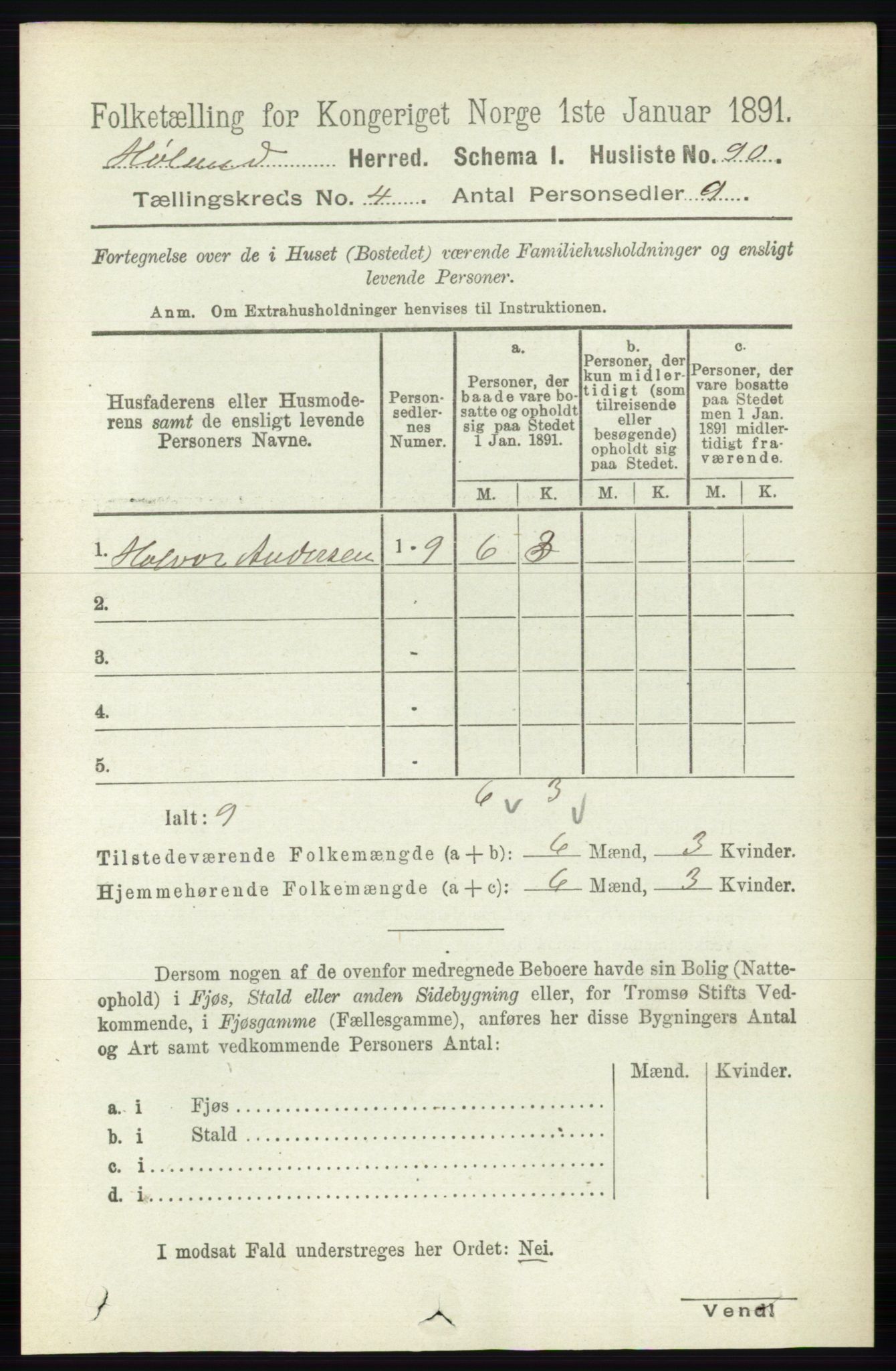 RA, 1891 census for 0221 Høland, 1891, p. 2546