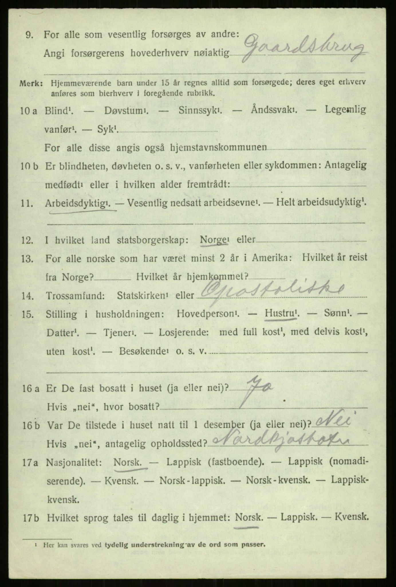 SATØ, 1920 census for Balsfjord, 1920, p. 3803