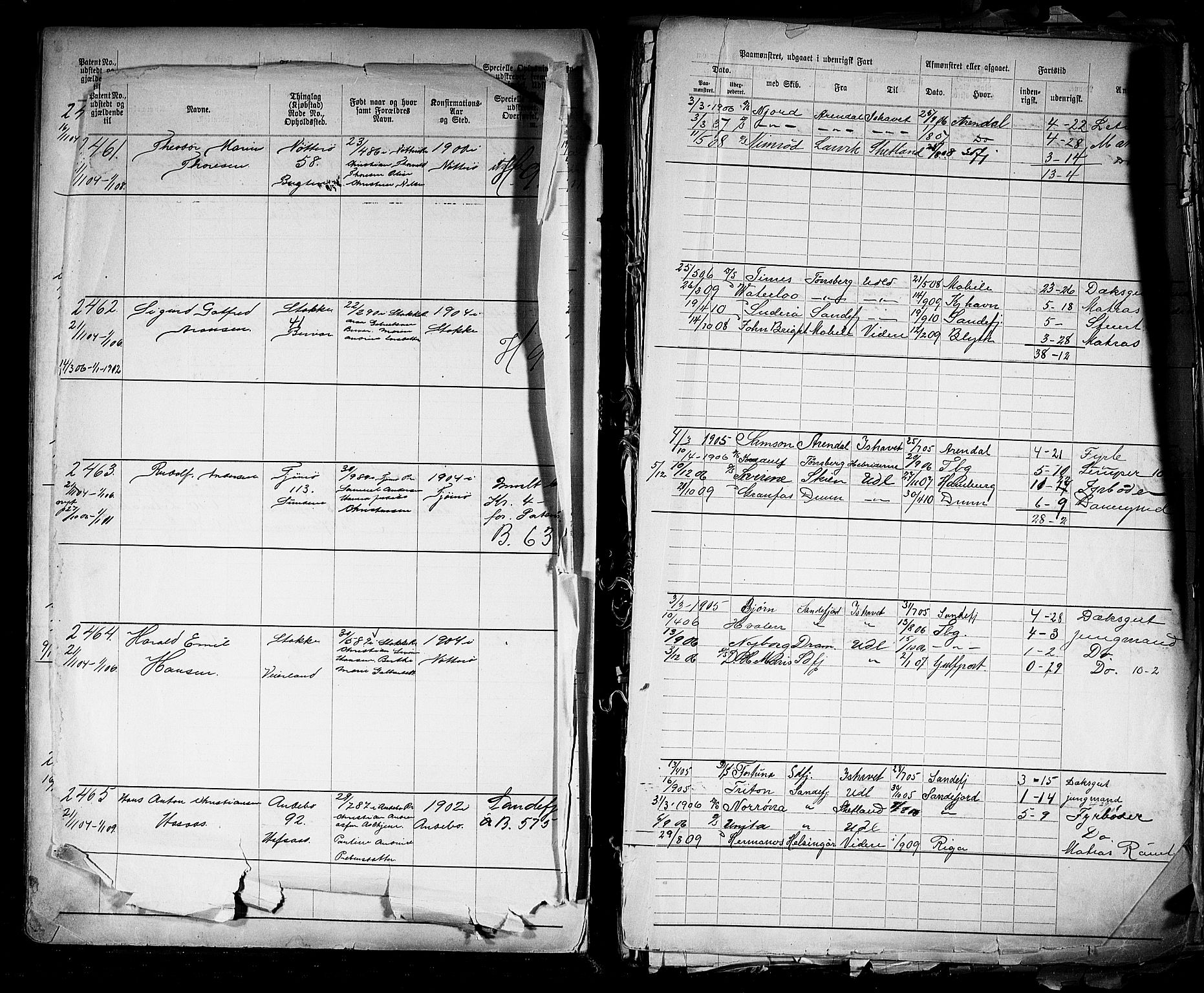 Tønsberg innrulleringskontor, AV/SAKO-A-786/F/Fb/L0005: Annotasjonsrulle Patent nr. 2401-4080, 1904-1910, p. 16