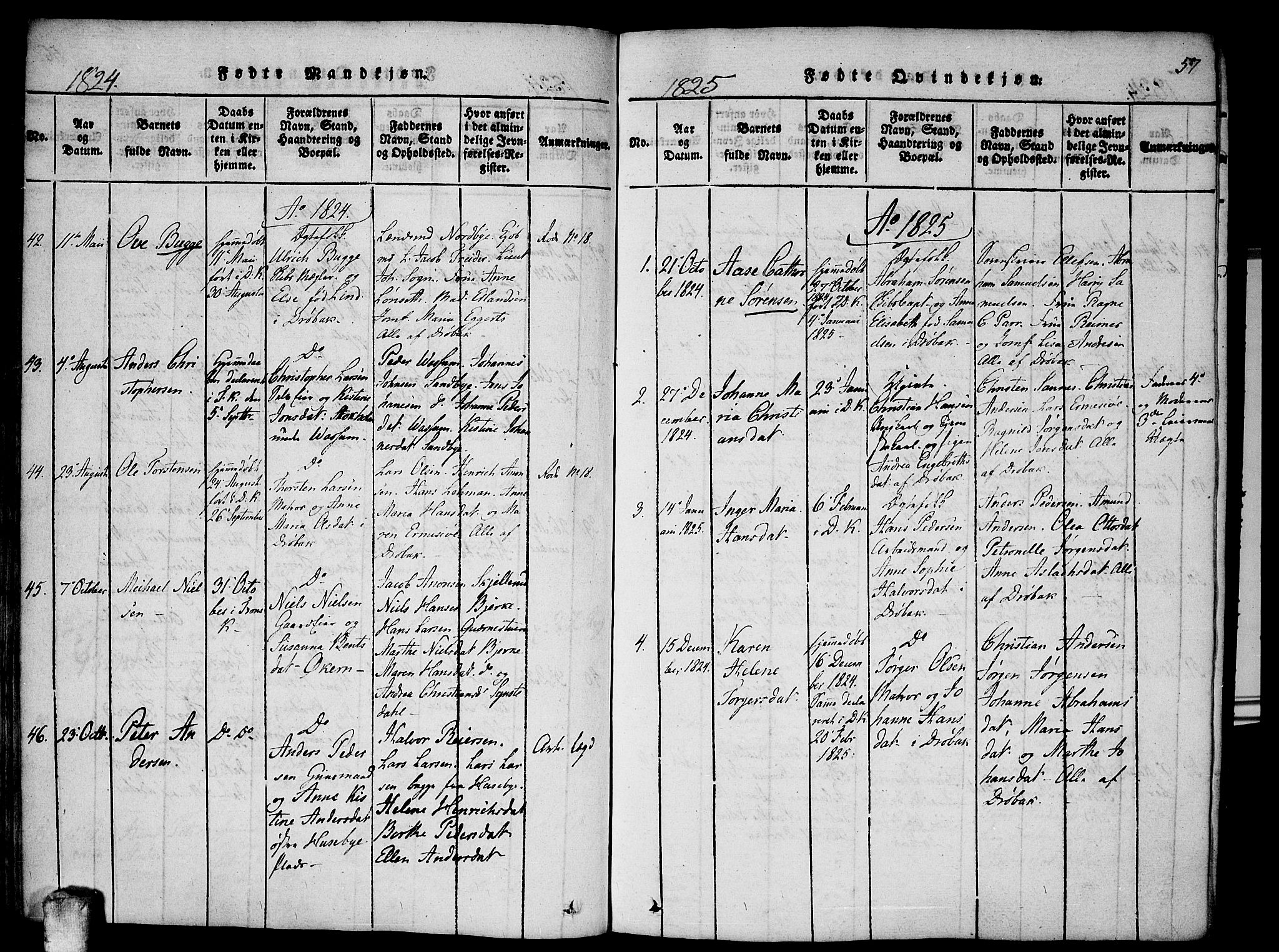 Drøbak prestekontor Kirkebøker, SAO/A-10142a/F/Fa/L0001: Parish register (official) no. I 1, 1816-1842, p. 57