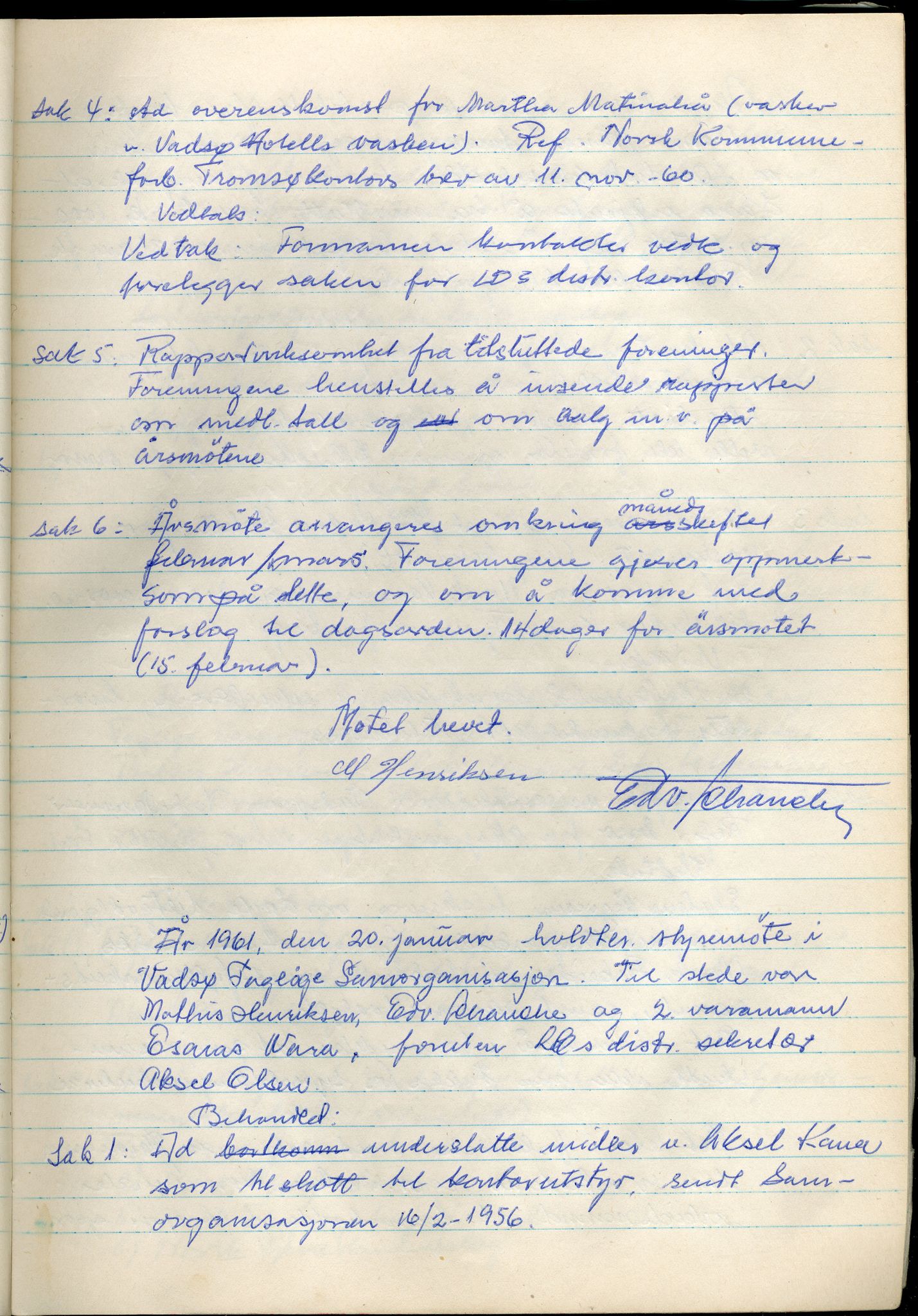 Vadsø Faglige Samorganisasjon, FMFB/A-1085/A/L0001: Styreprotokoll, 1951-1964, p. 159