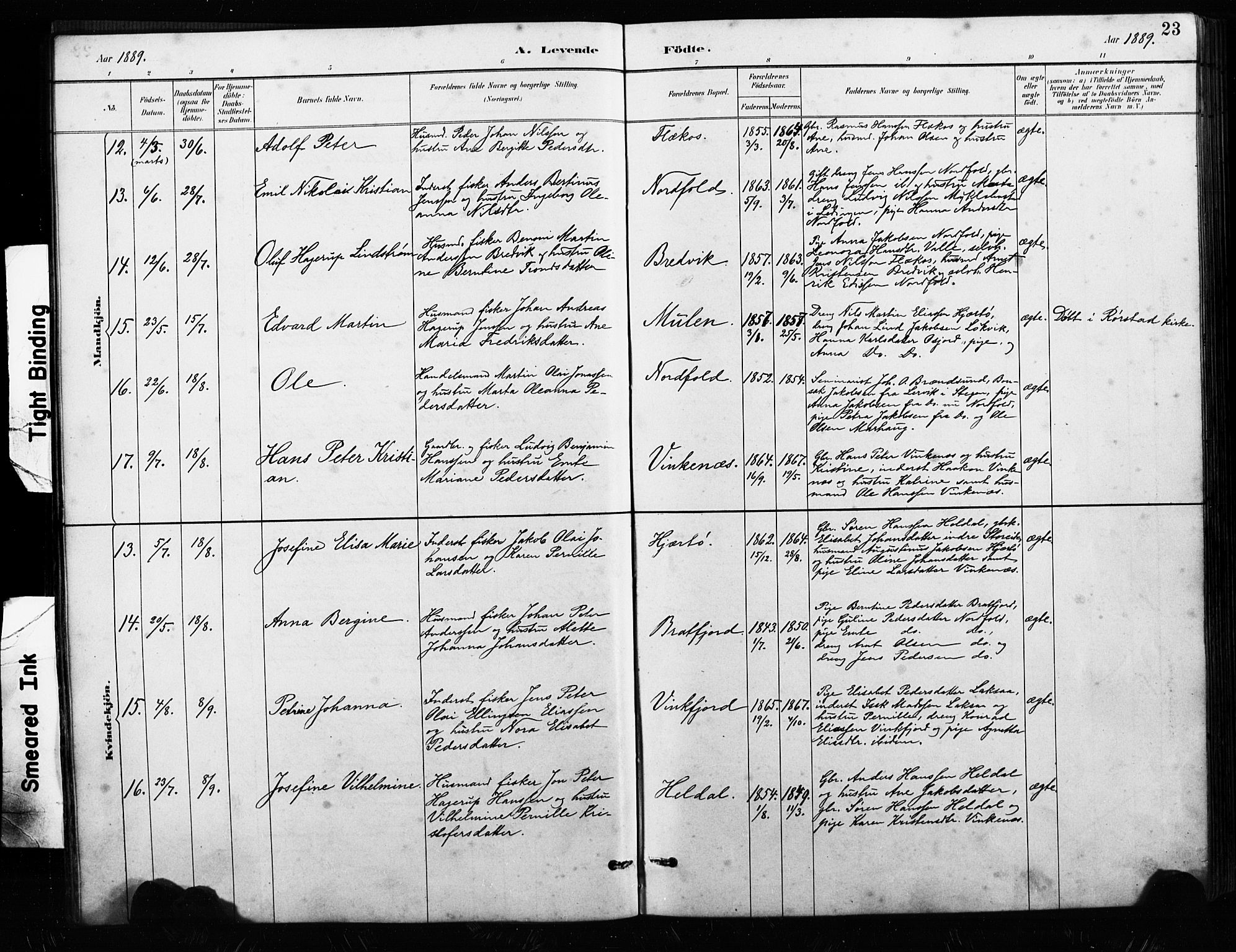 Ministerialprotokoller, klokkerbøker og fødselsregistre - Nordland, AV/SAT-A-1459/858/L0834: Parish register (copy) no. 858C01, 1884-1904, p. 23