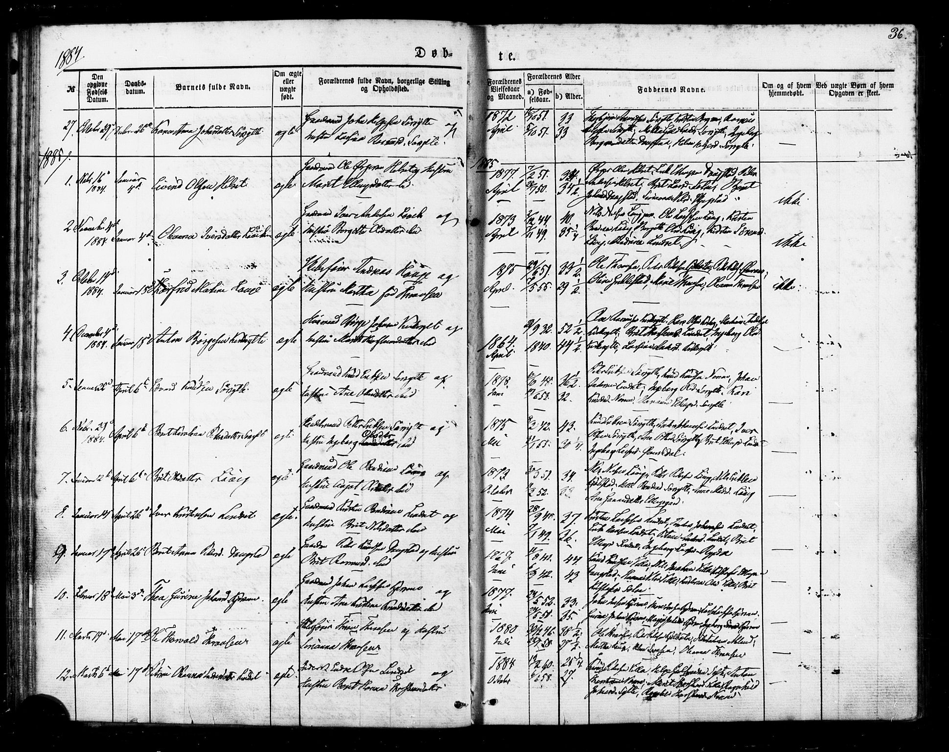 Ministerialprotokoller, klokkerbøker og fødselsregistre - Møre og Romsdal, AV/SAT-A-1454/541/L0545: Parish register (official) no. 541A02, 1872-1886, p. 36