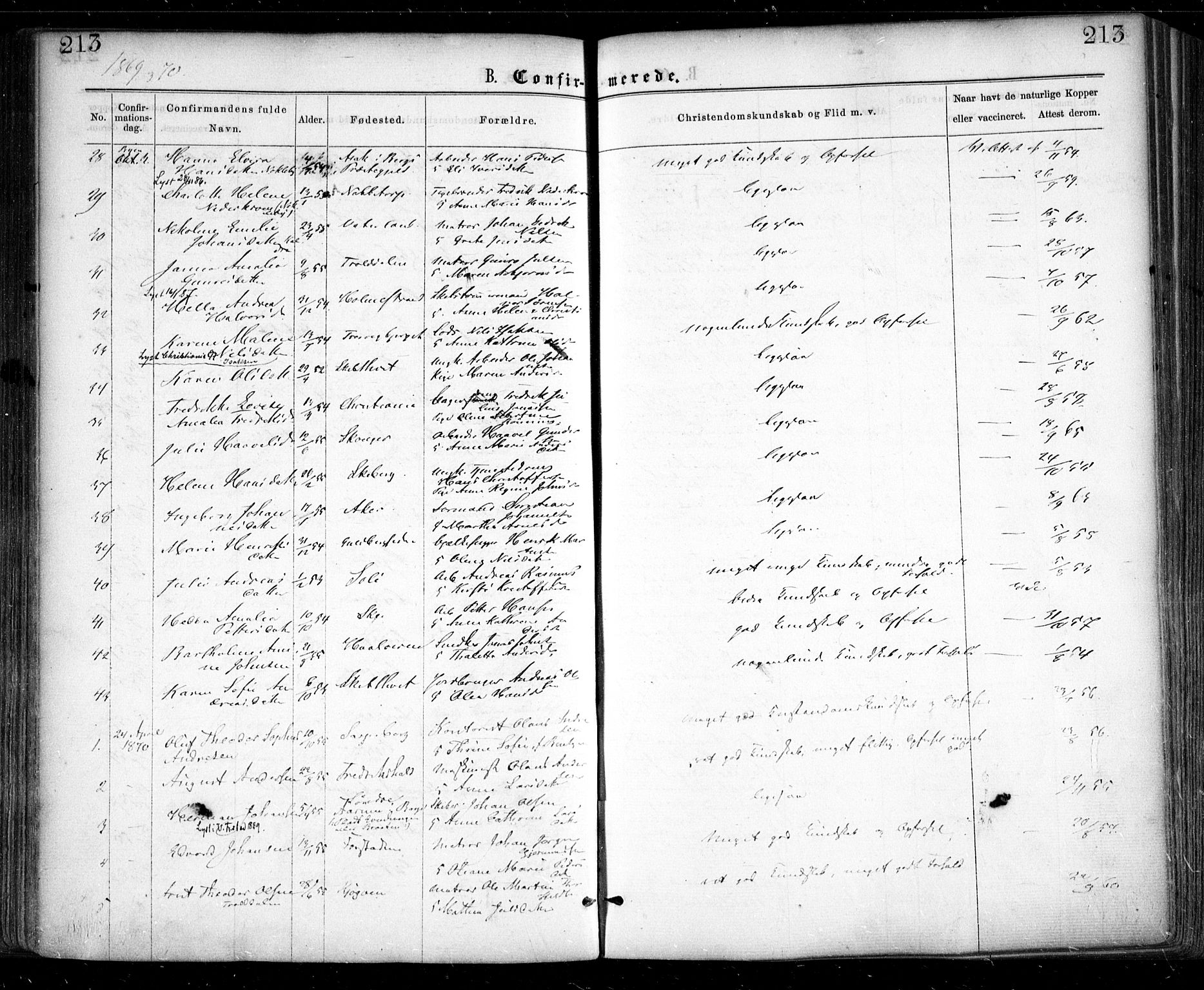 Glemmen prestekontor Kirkebøker, SAO/A-10908/F/Fa/L0008: Parish register (official) no. 8, 1862-1871, p. 213