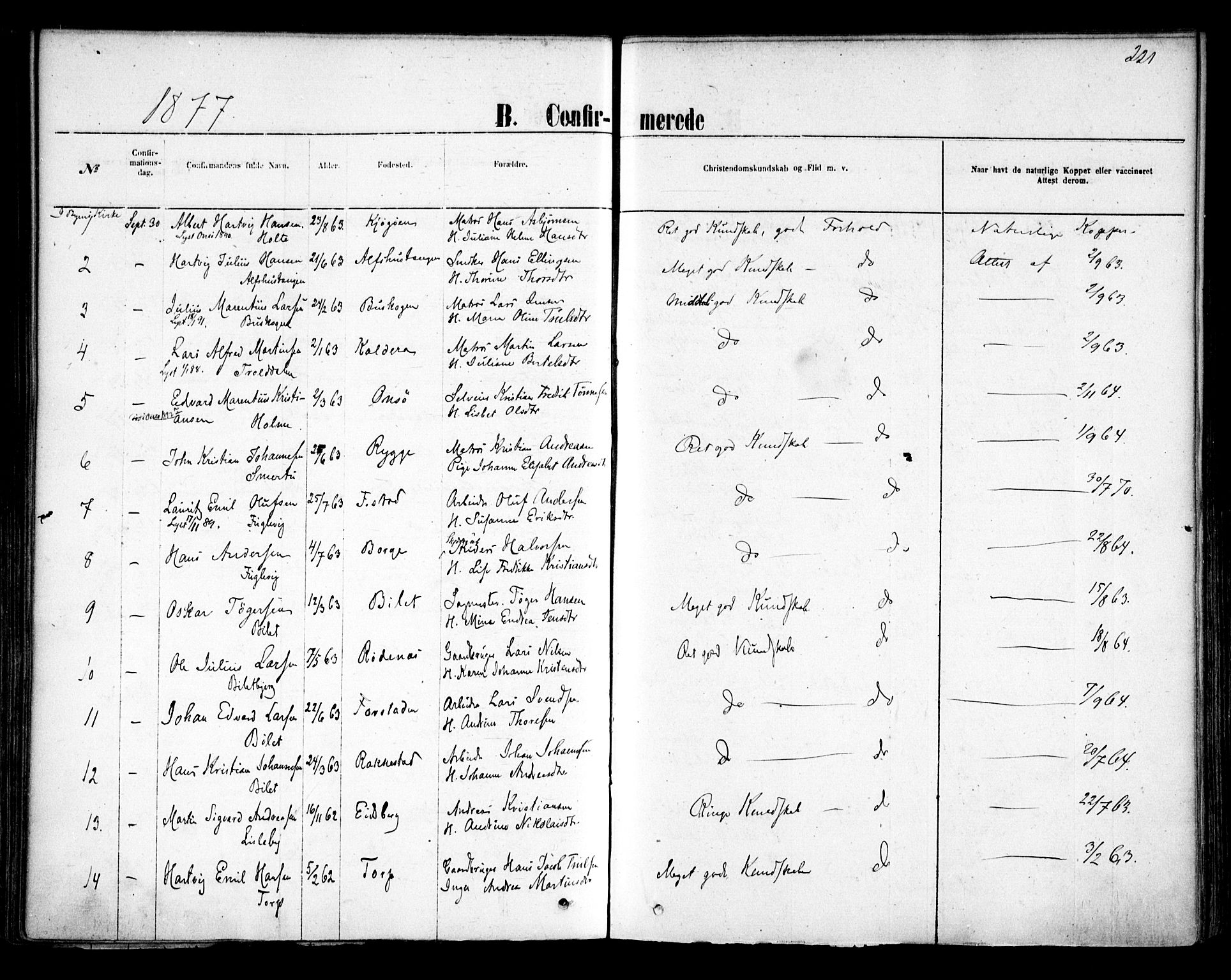 Glemmen prestekontor Kirkebøker, AV/SAO-A-10908/F/Fa/L0009: Parish register (official) no. 9, 1871-1878, p. 221