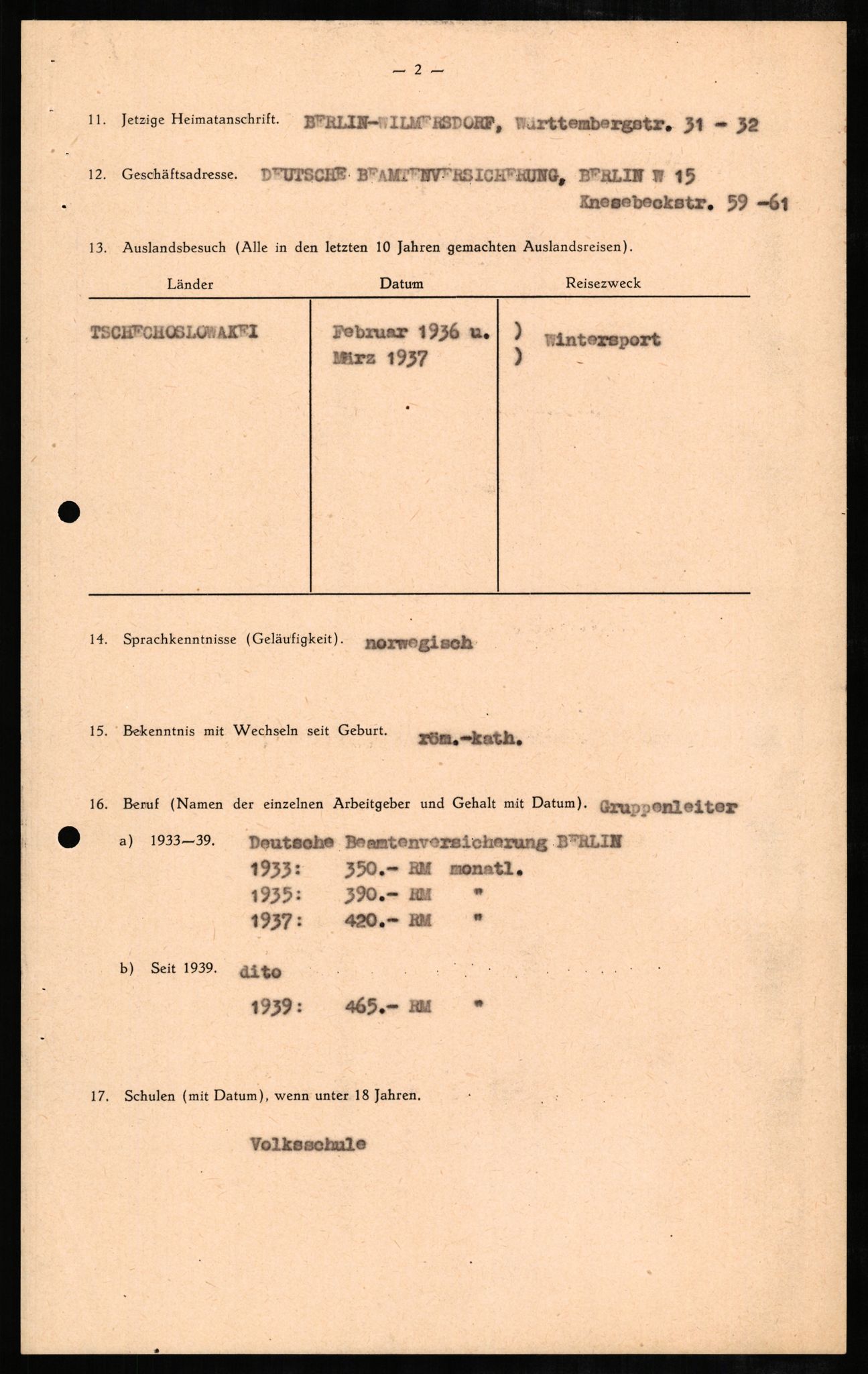 Forsvaret, Forsvarets overkommando II, RA/RAFA-3915/D/Db/L0004: CI Questionaires. Tyske okkupasjonsstyrker i Norge. Tyskere., 1945-1946, p. 476