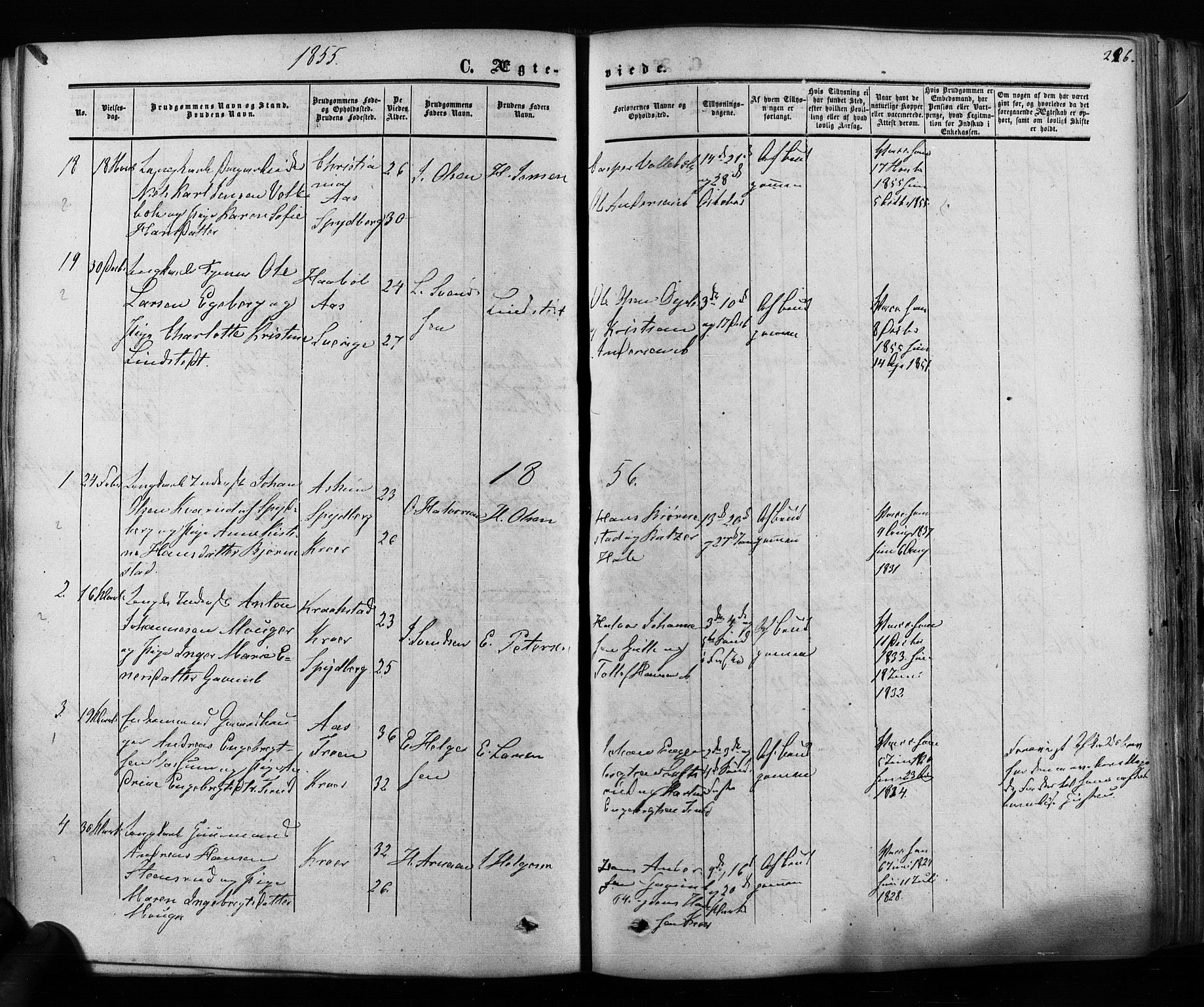 Ås prestekontor Kirkebøker, AV/SAO-A-10894/F/Fa/L0007: Parish register (official) no. I 7, 1854-1870, p. 226