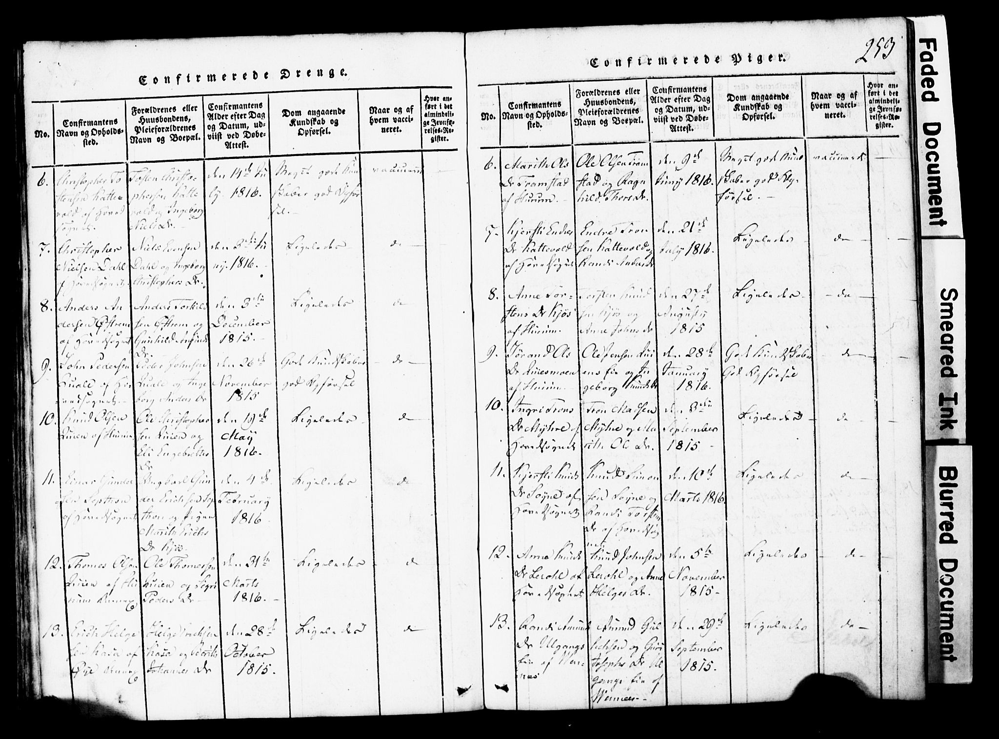 Vang prestekontor, Valdres, SAH/PREST-140/H/Hb/L0001: Parish register (copy) no. 1, 1814-1820, p. 253