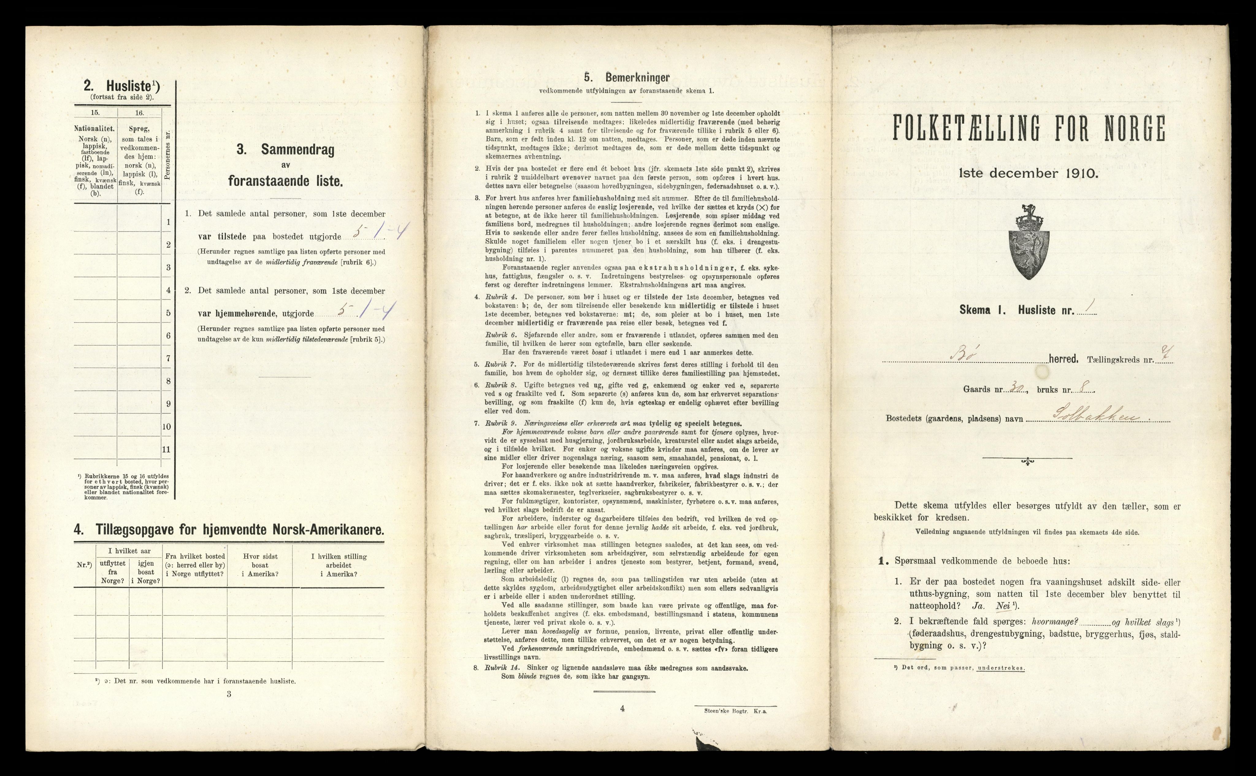 RA, 1910 census for Bø, 1910, p. 761