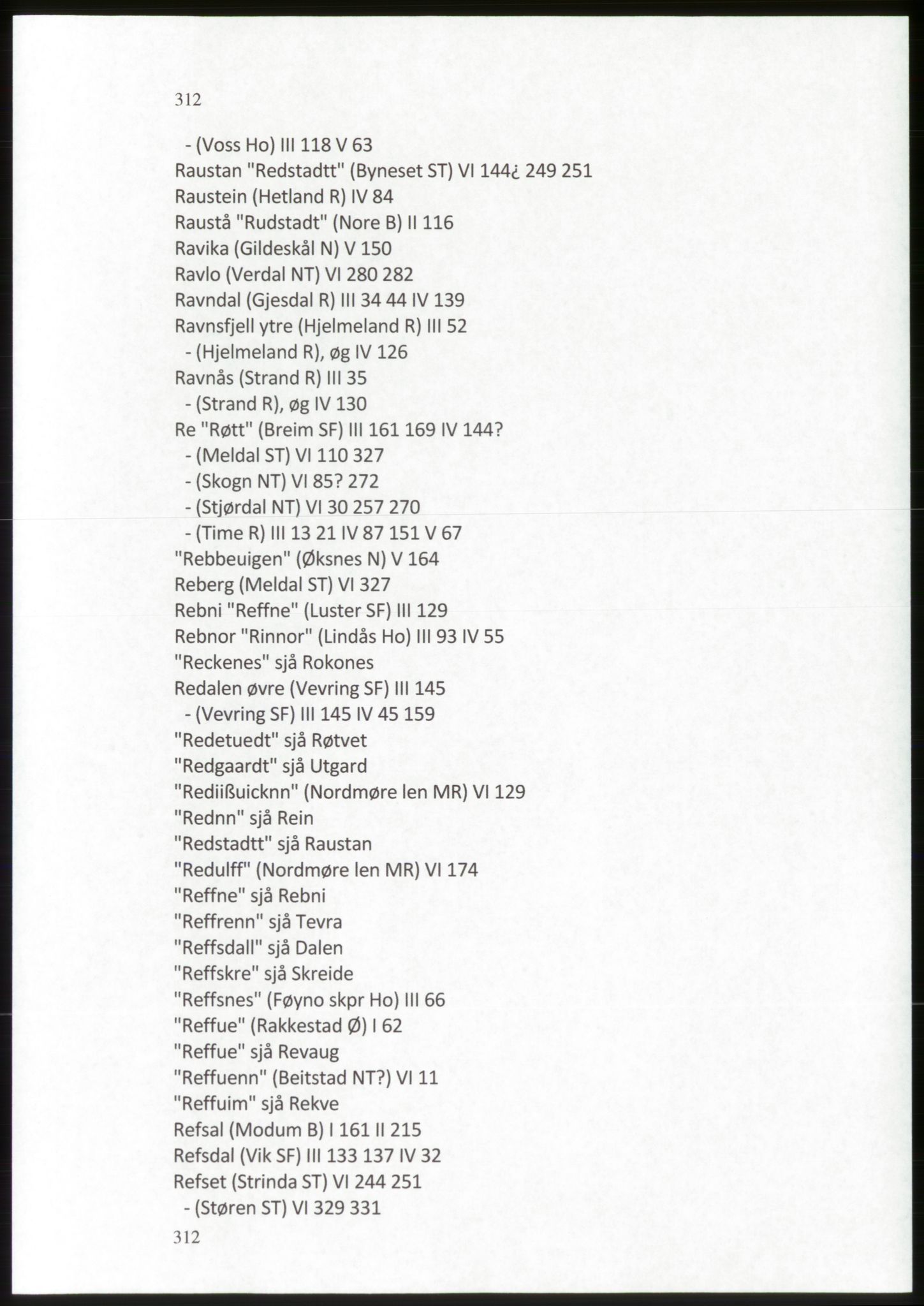 Publikasjoner utgitt av Arkivverket, PUBL/PUBL-001/C/0009: Stedsnavnregister, 1548-1567, p. 312