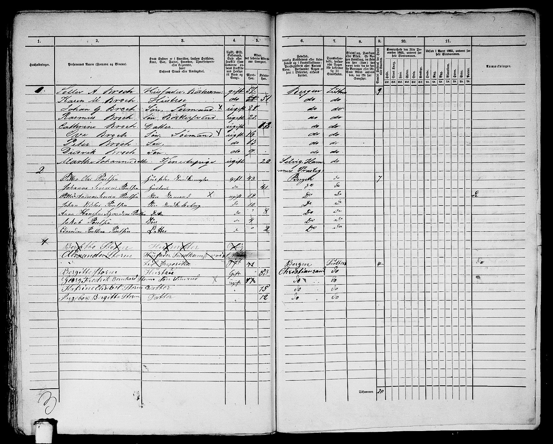 RA, 1865 census for Bergen, 1865, p. 4597