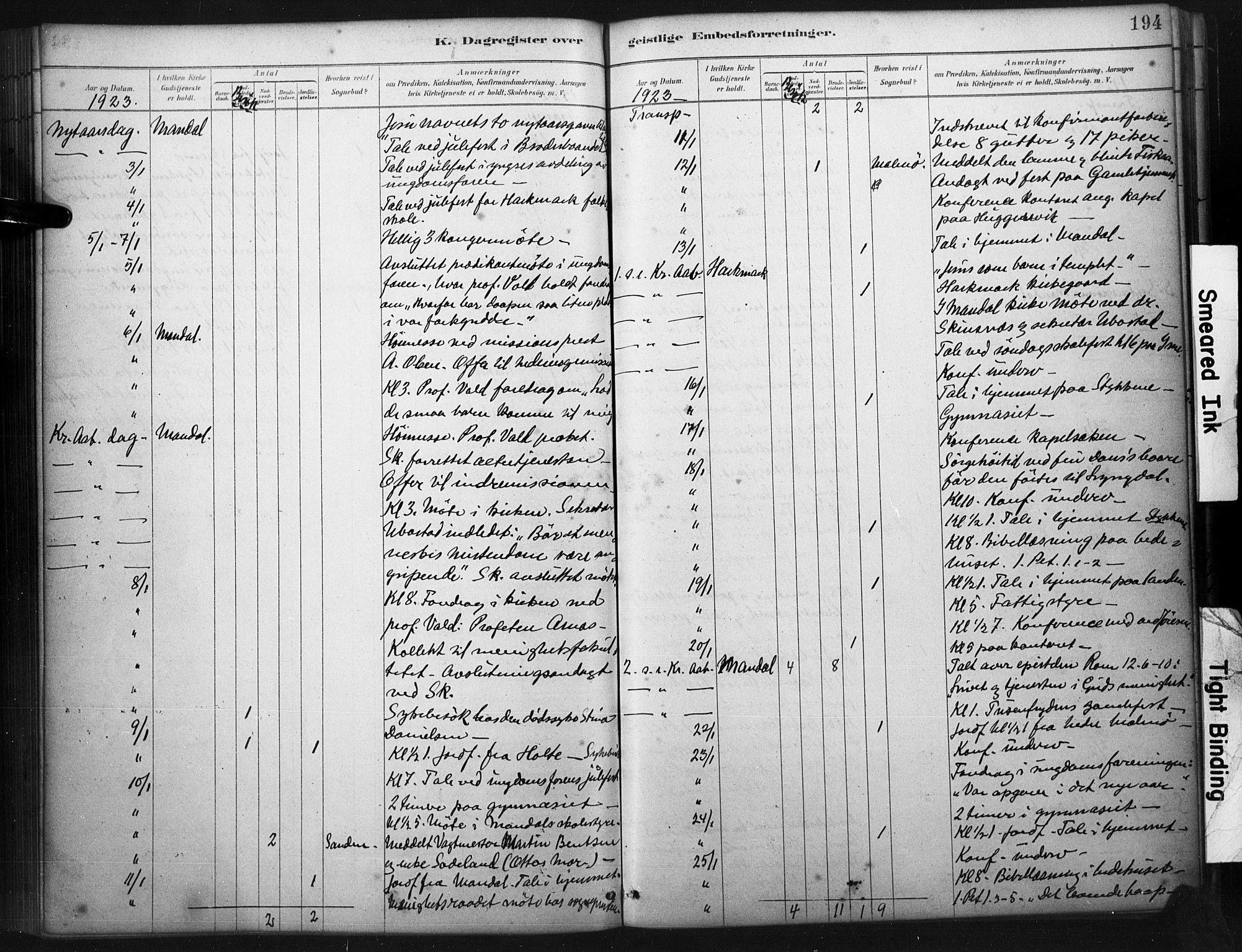 Mandal sokneprestkontor, AV/SAK-1111-0030/F/Fa/Faa/L0017: Parish register (official) no. A 17, 1880-1926, p. 194