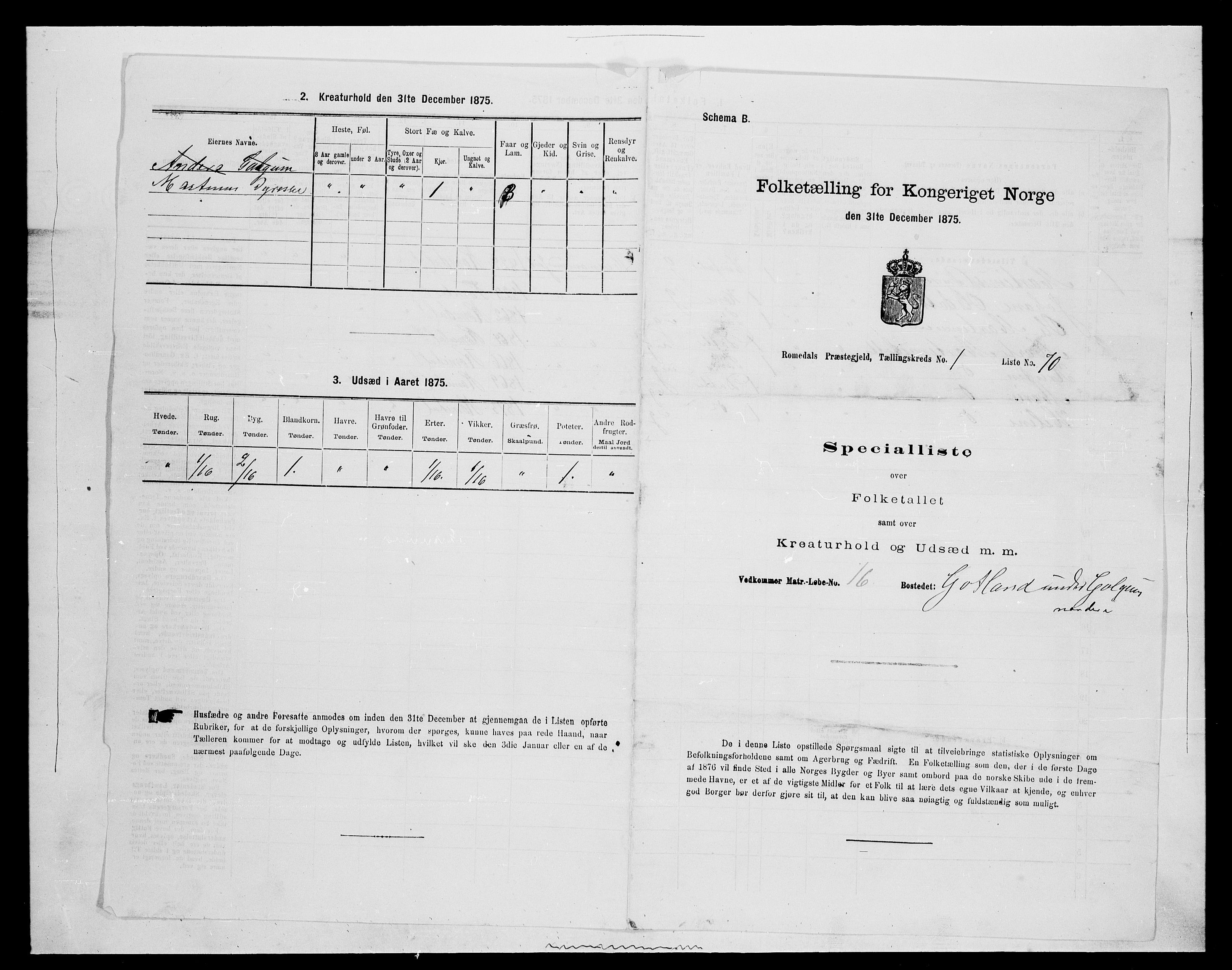 SAH, 1875 census for 0416P Romedal, 1875, p. 259