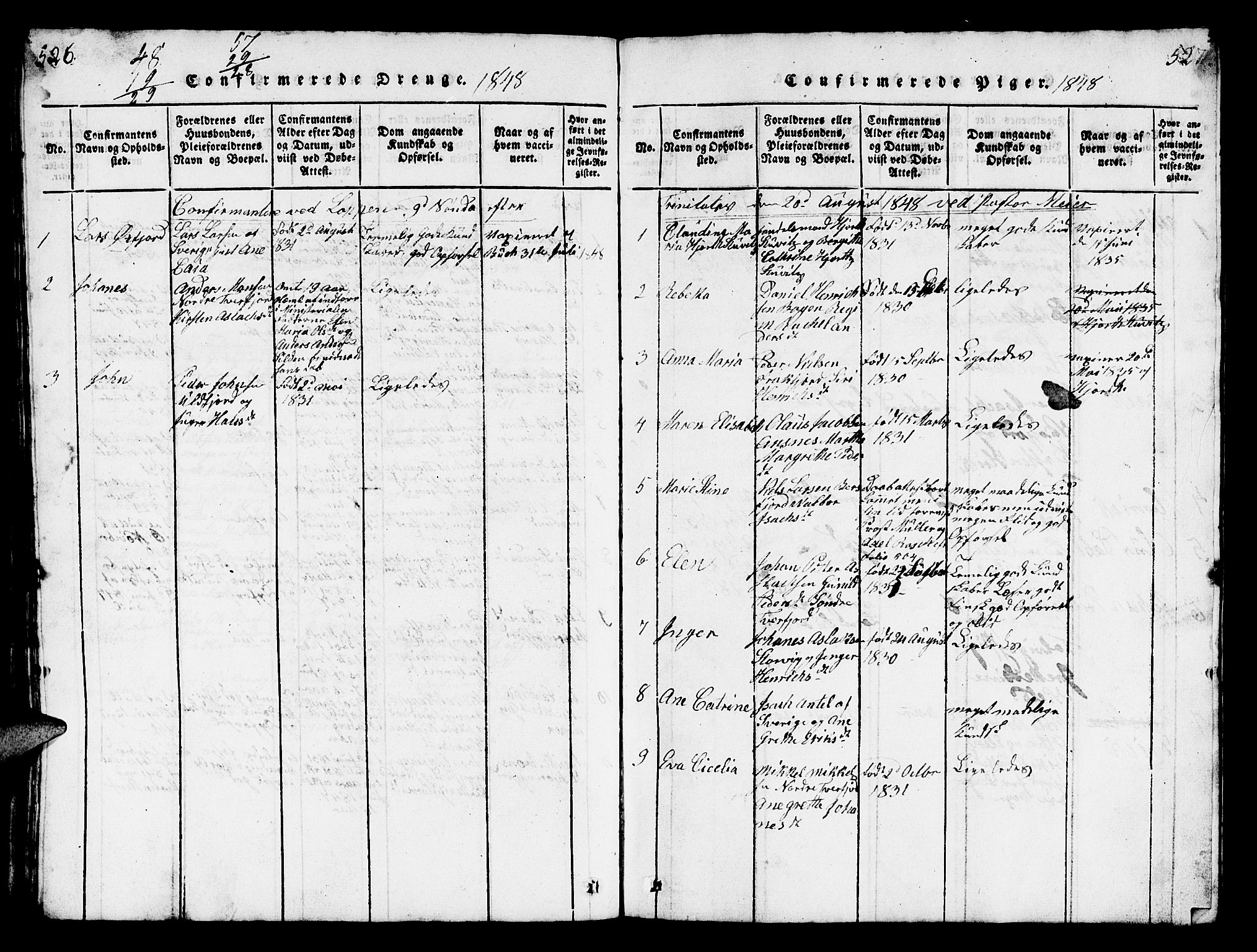 Loppa sokneprestkontor, SATØ/S-1339/H/Hb/L0001klokker: Parish register (copy) no. 1, 1820-1849, p. 526-527