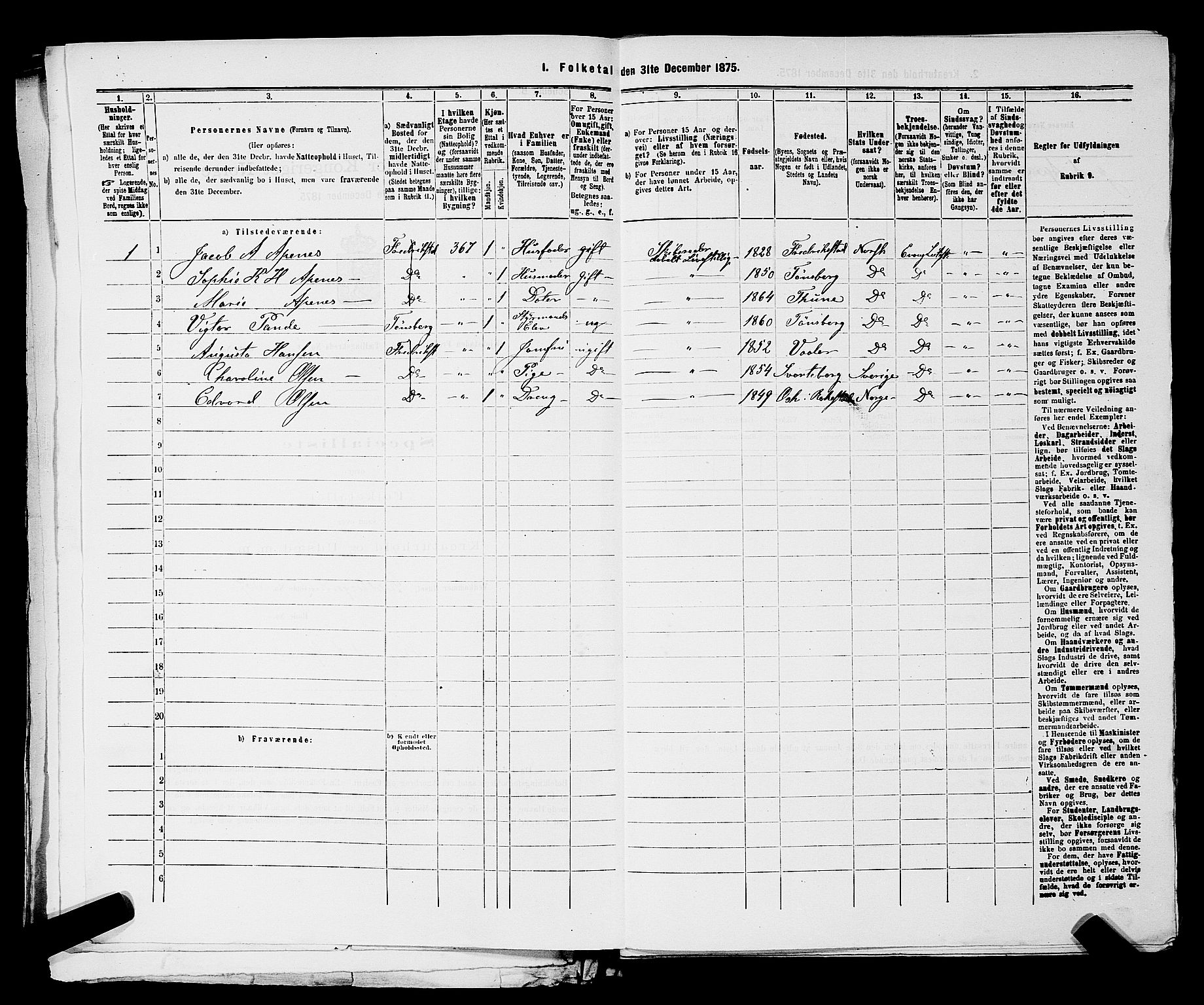 RA, 1875 census for 0103B Fredrikstad/Fredrikstad, 1875, p. 1149