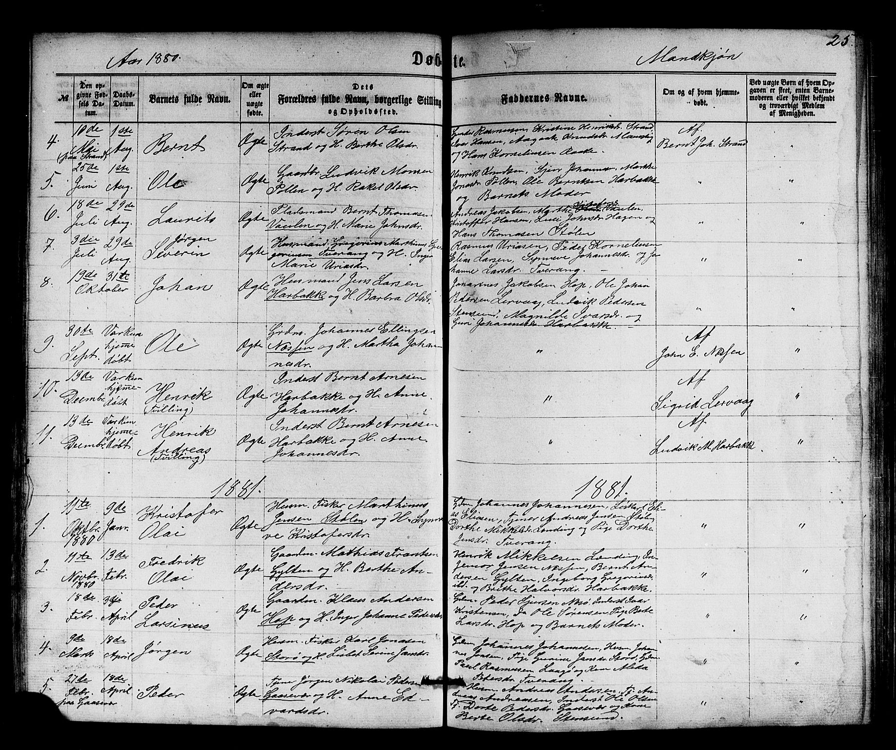 Solund sokneprestembete, AV/SAB-A-81401: Parish register (copy) no. A 1, 1860-1893, p. 25