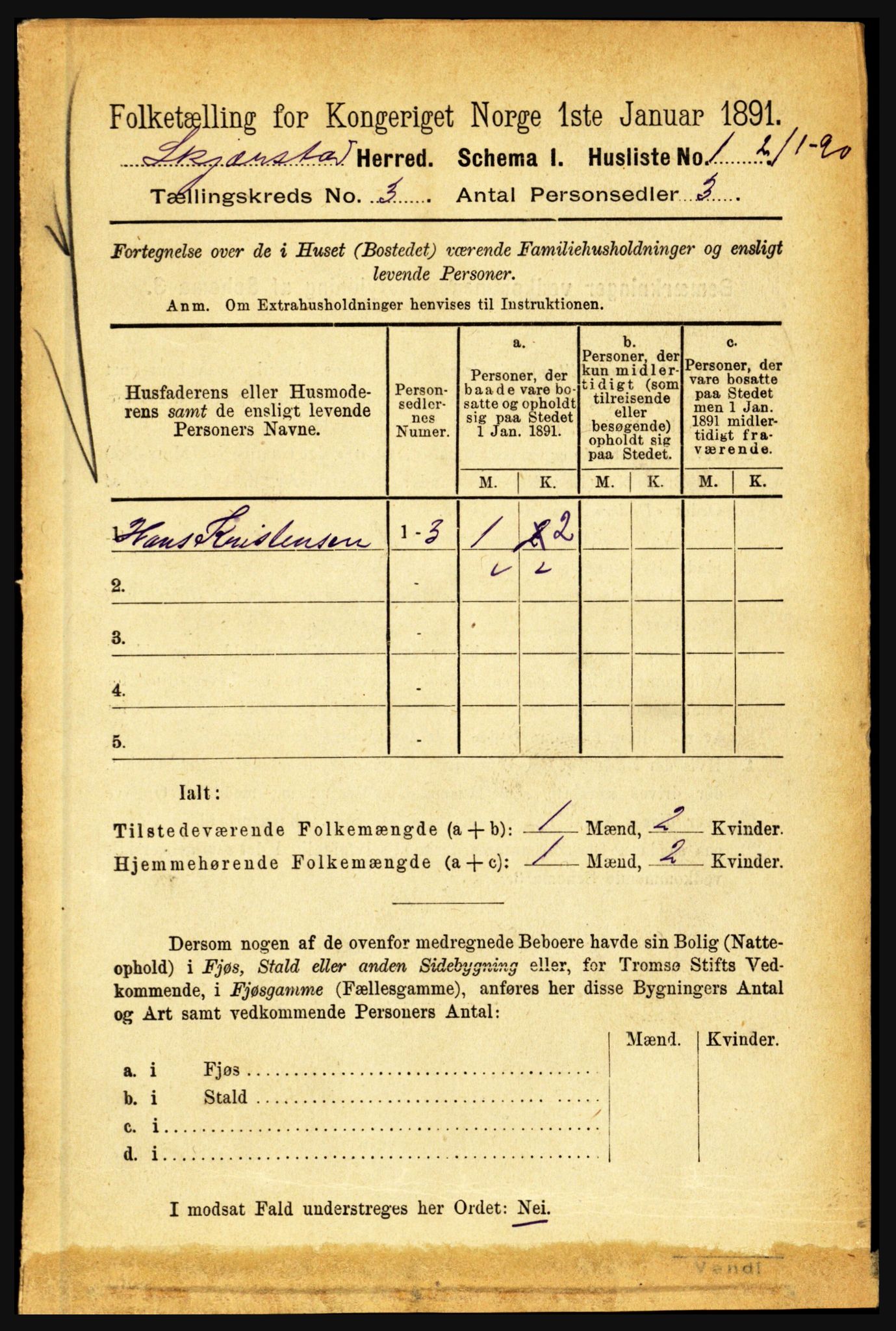 RA, 1891 census for 1842 Skjerstad, 1891, p. 690