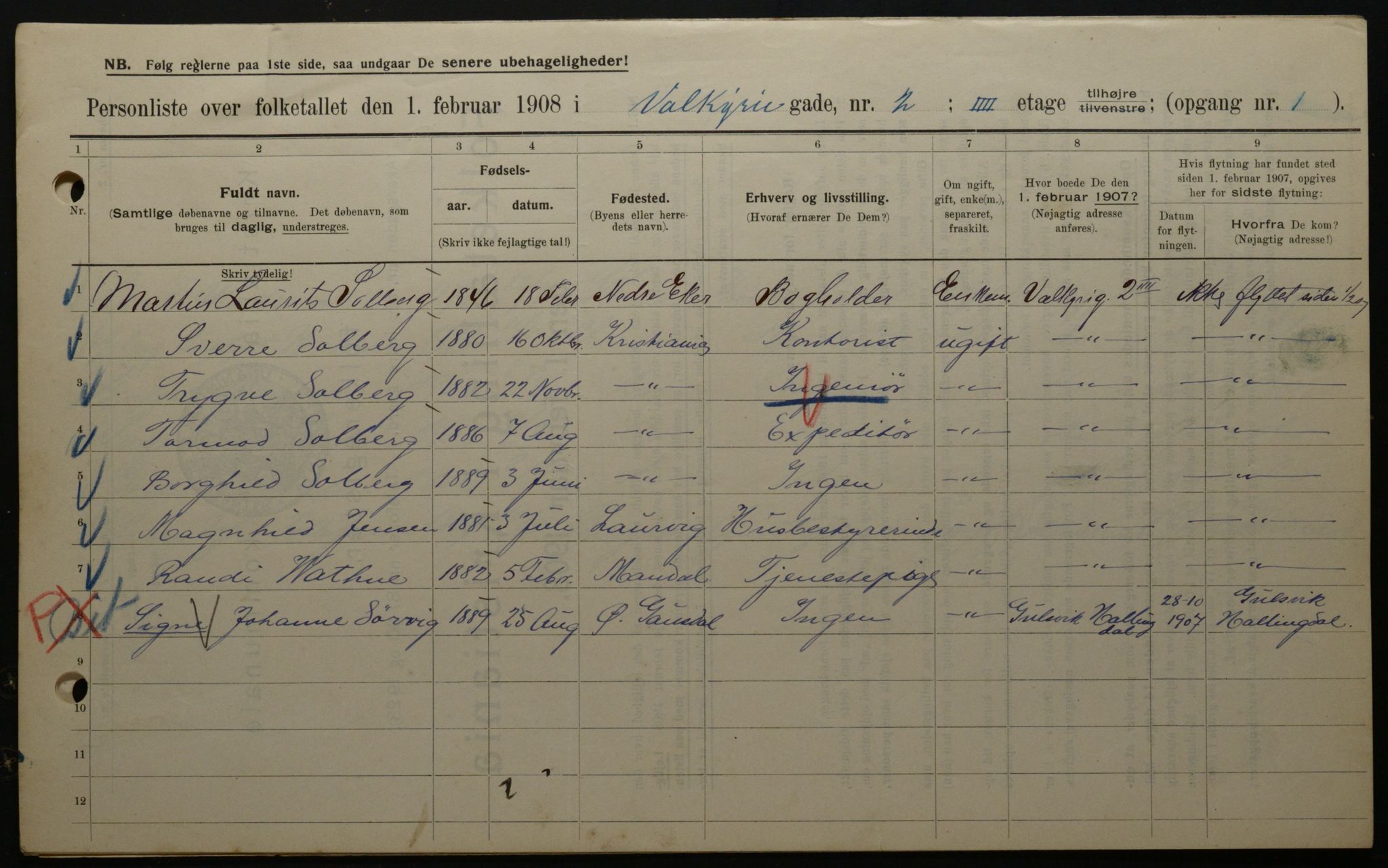 OBA, Municipal Census 1908 for Kristiania, 1908, p. 109181