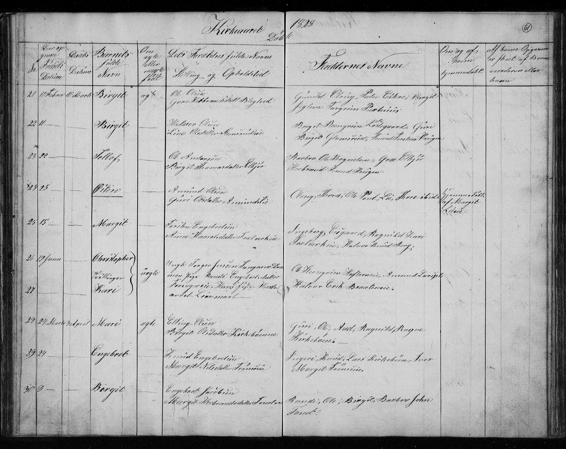 Gol kirkebøker, AV/SAKO-A-226/F/Fa/L0001: Parish register (official) no. I 1, 1821-1837, p. 61