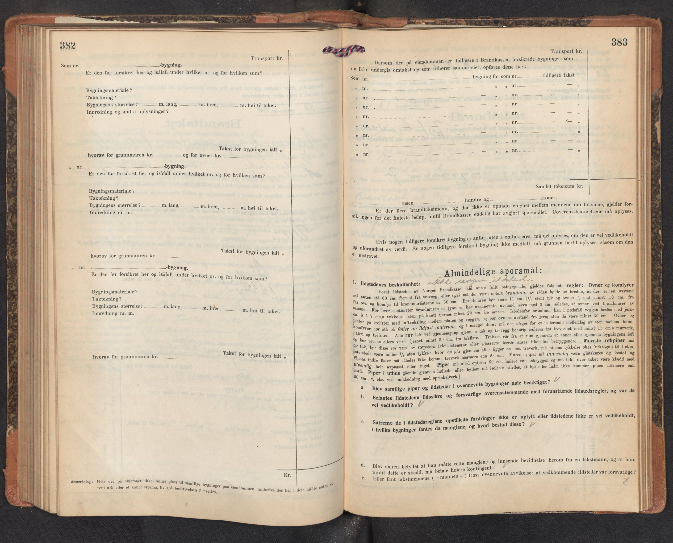 Lensmannen i Aurland, SAB/A-26401/0012/L0007: Branntakstprotokoll, skjematakst, 1922-1933, p. 382-383