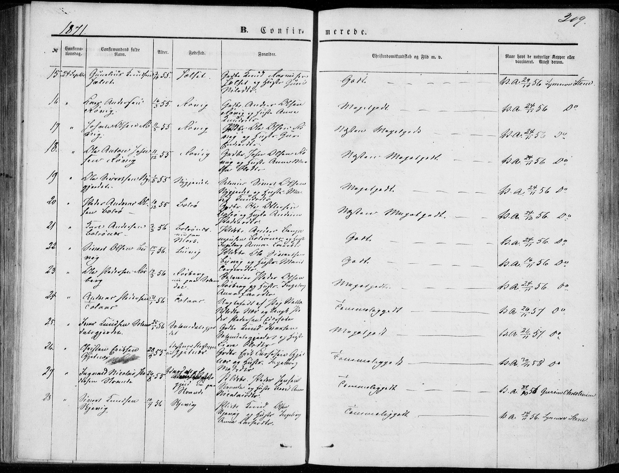 Ministerialprotokoller, klokkerbøker og fødselsregistre - Møre og Romsdal, AV/SAT-A-1454/555/L0655: Parish register (official) no. 555A05, 1869-1886, p. 209