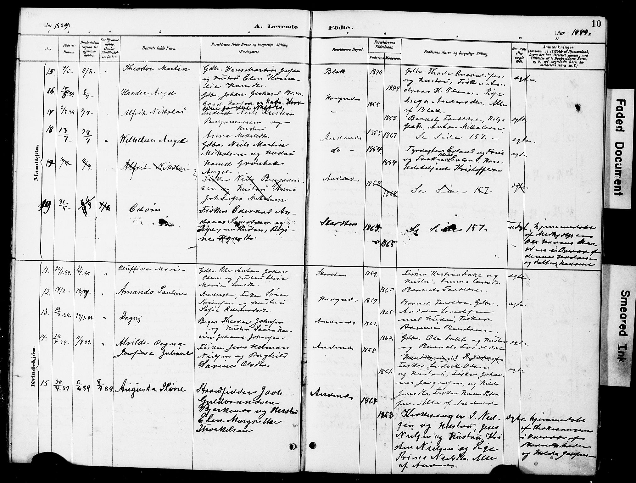 Ministerialprotokoller, klokkerbøker og fødselsregistre - Nordland, AV/SAT-A-1459/899/L1448: Parish register (copy) no. 899C03, 1887-1902, p. 10