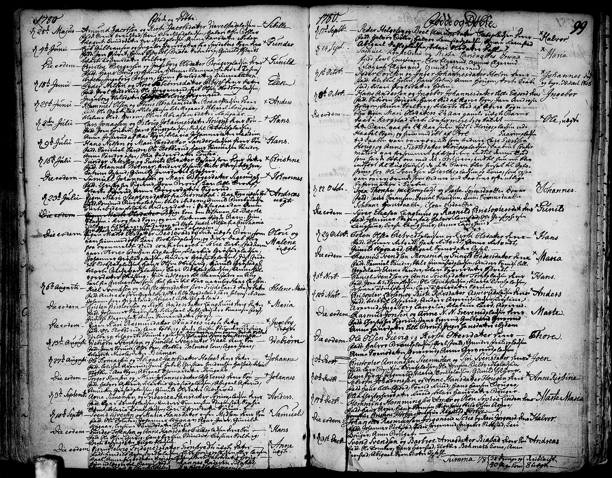 Kråkstad prestekontor Kirkebøker, SAO/A-10125a/F/Fa/L0001: Parish register (official) no. I 1, 1736-1785, p. 99