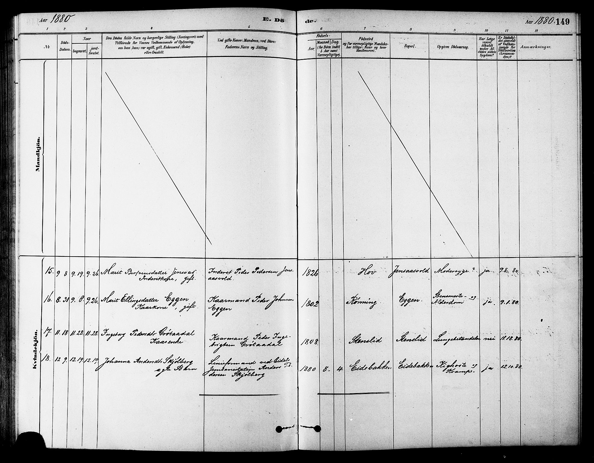 Ministerialprotokoller, klokkerbøker og fødselsregistre - Sør-Trøndelag, SAT/A-1456/686/L0983: Parish register (official) no. 686A01, 1879-1890, p. 149