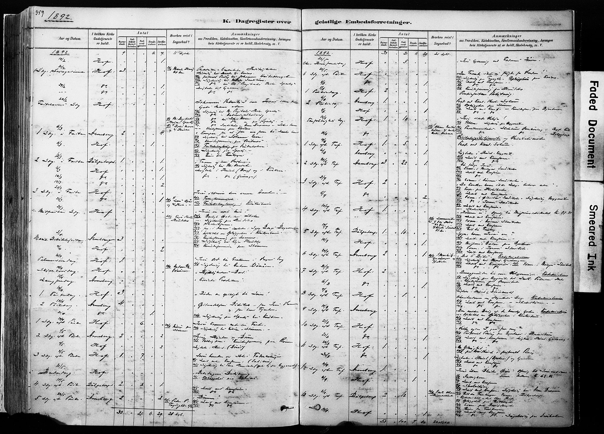 Hof prestekontor, AV/SAH-PREST-038/H/Ha/Haa/L0010: Parish register (official) no. 10, 1878-1909, p. 359