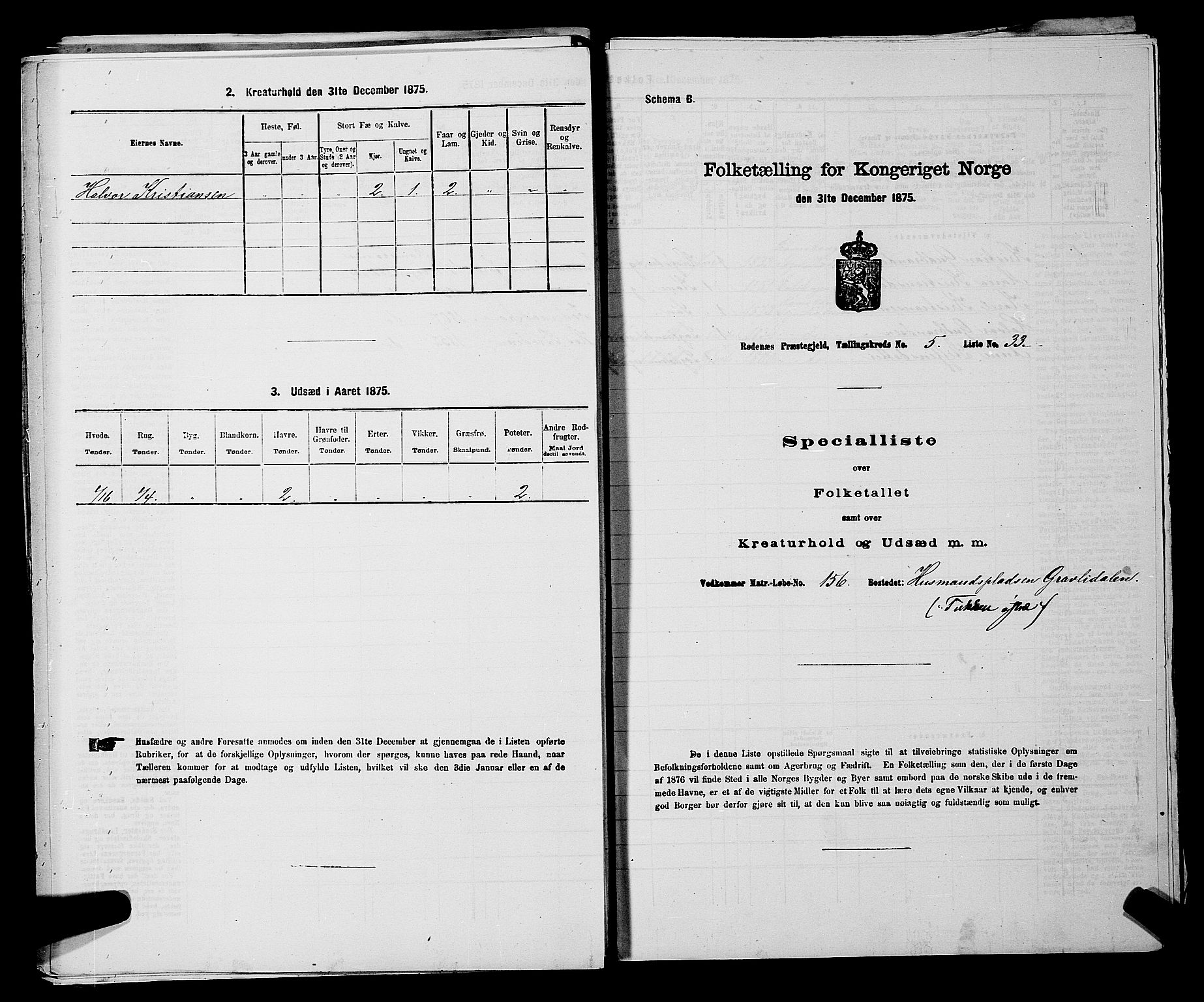 RA, 1875 census for 0120P Rødenes, 1875, p. 782