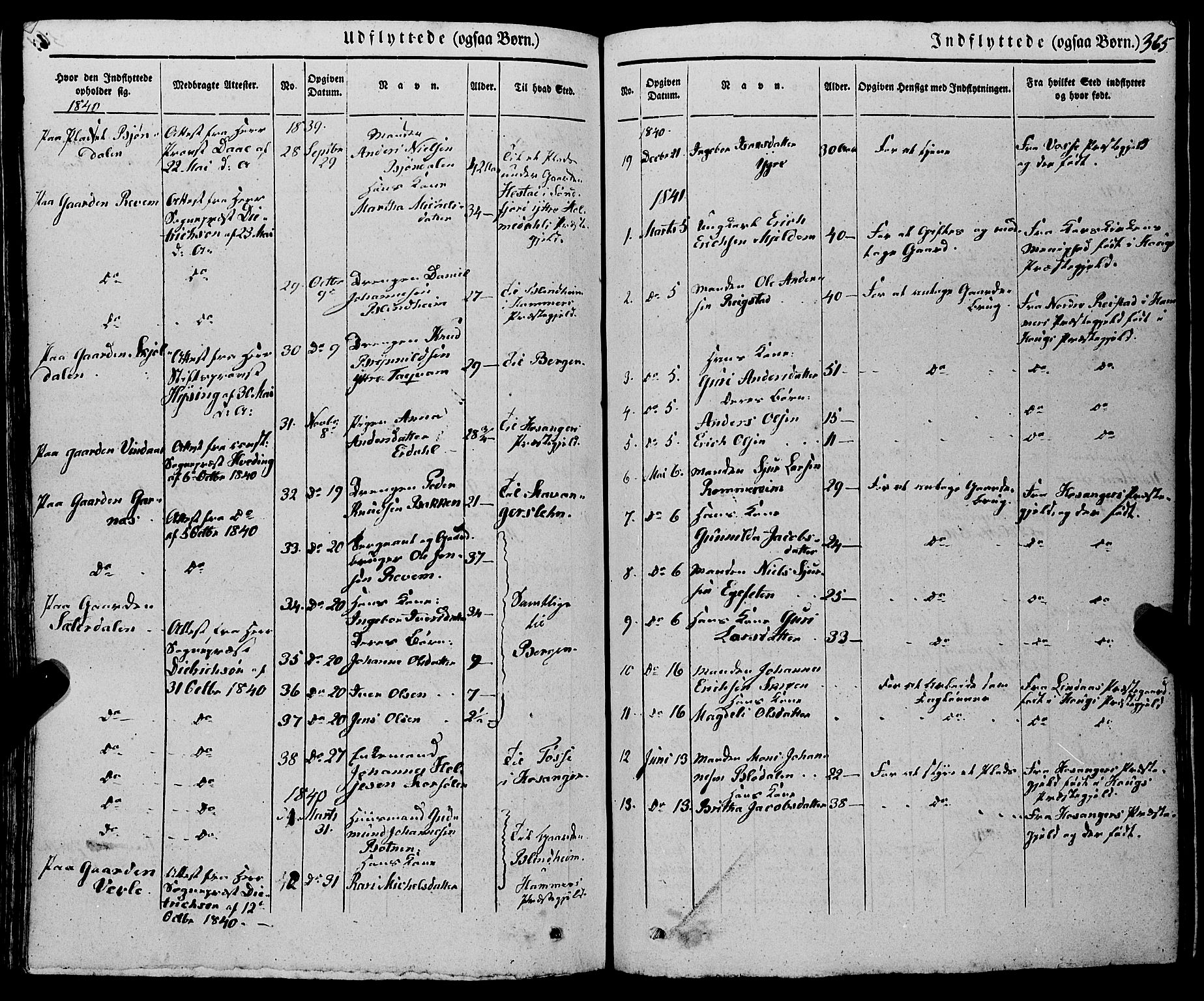 Haus sokneprestembete, SAB/A-75601/H/Haa: Parish register (official) no. A 15, 1838-1847, p. 365