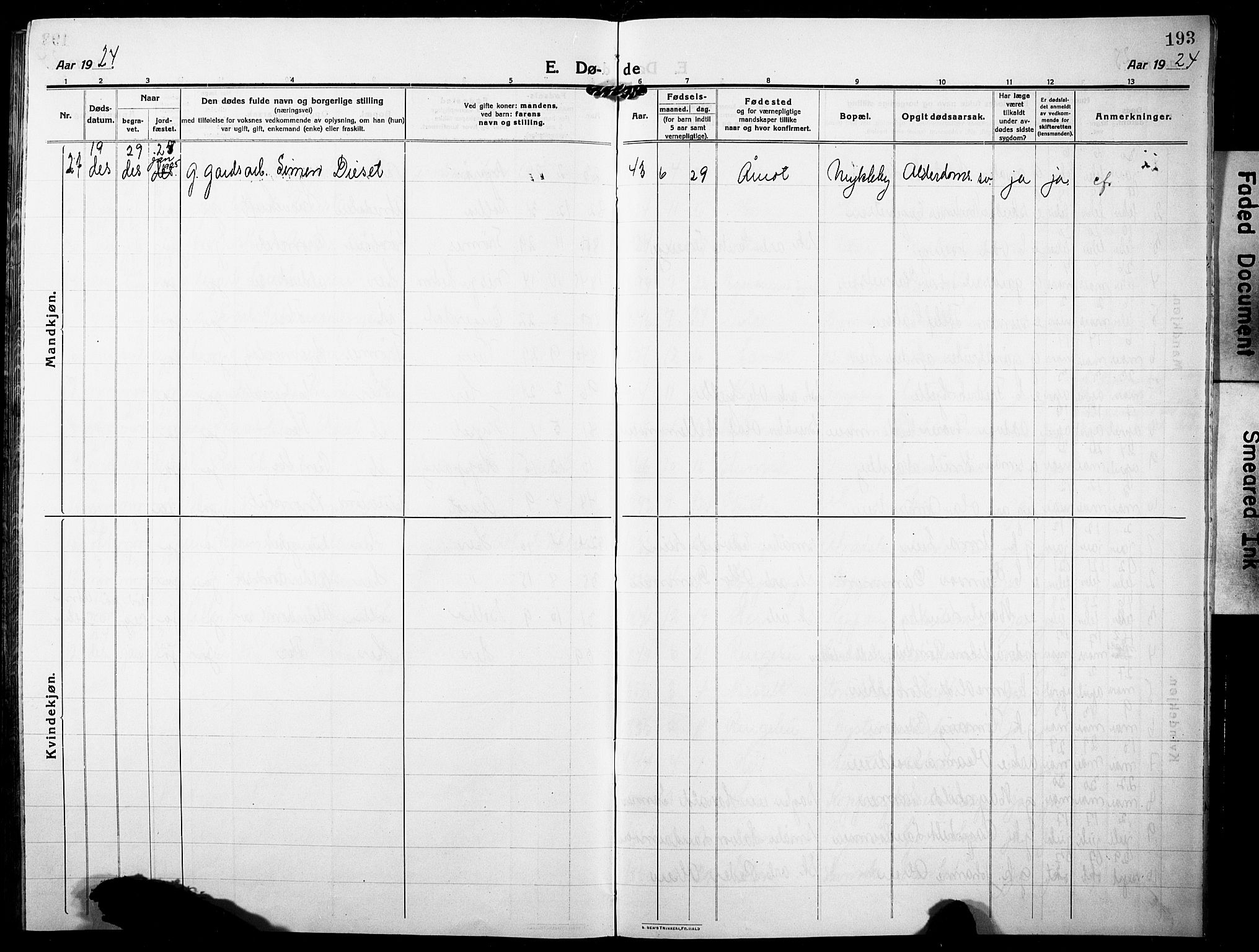 Stor-Elvdal prestekontor, SAH/PREST-052/H/Ha/Hab/L0005: Parish register (copy) no. 5, 1913-1932, p. 193