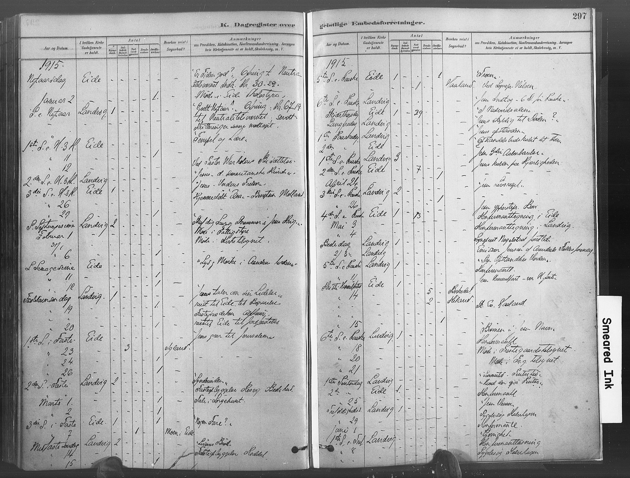 Hommedal sokneprestkontor, AV/SAK-1111-0023/F/Fa/Fab/L0006: Parish register (official) no. A 6, 1878-1897, p. 297