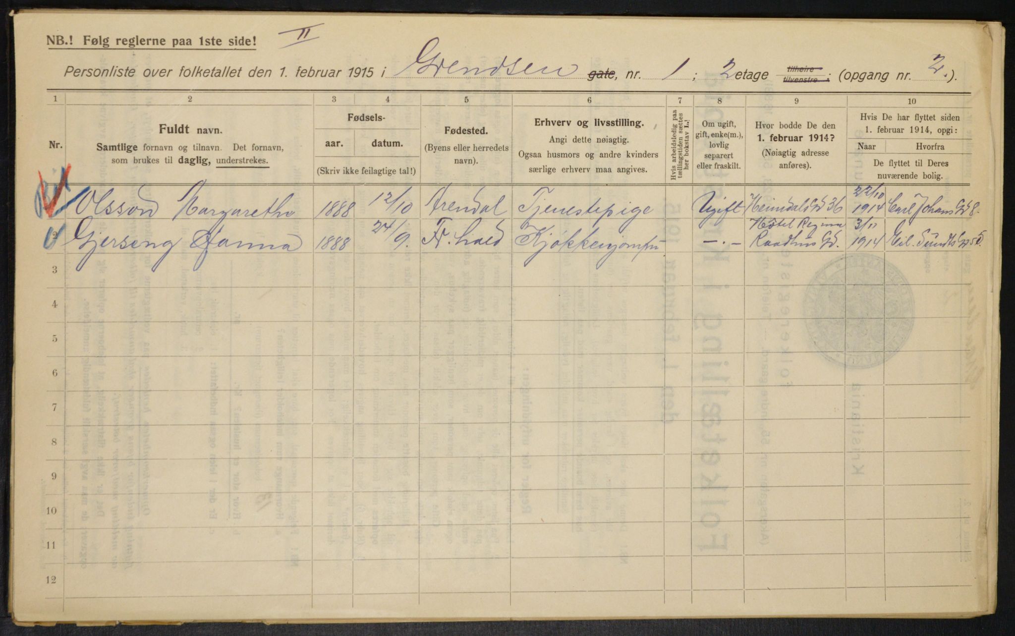 OBA, Municipal Census 1915 for Kristiania, 1915, p. 29325