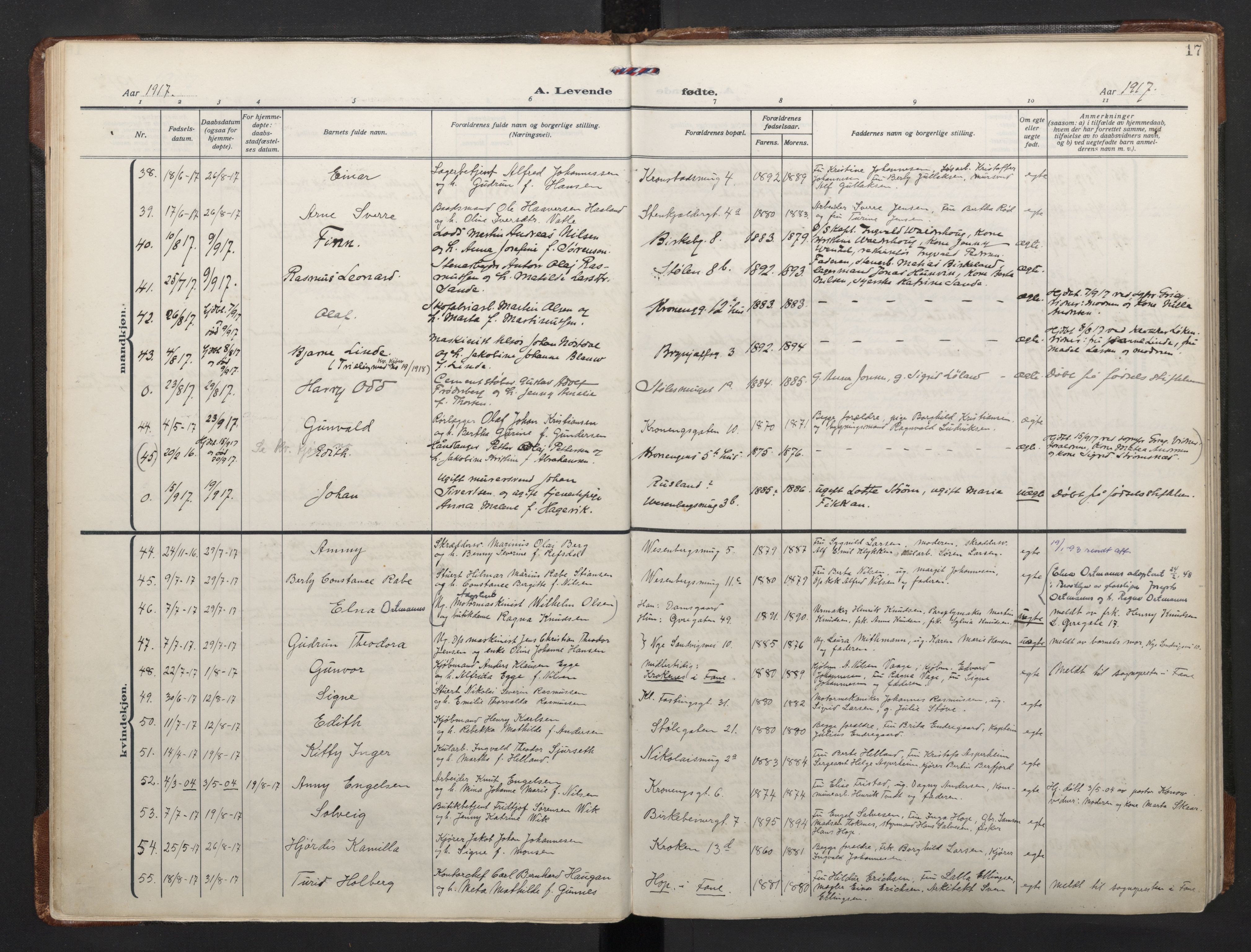 Mariakirken Sokneprestembete, AV/SAB-A-76901/H/Haa/L0011: Parish register (official) no. B 2, 1916-1934, p. 16b-17a