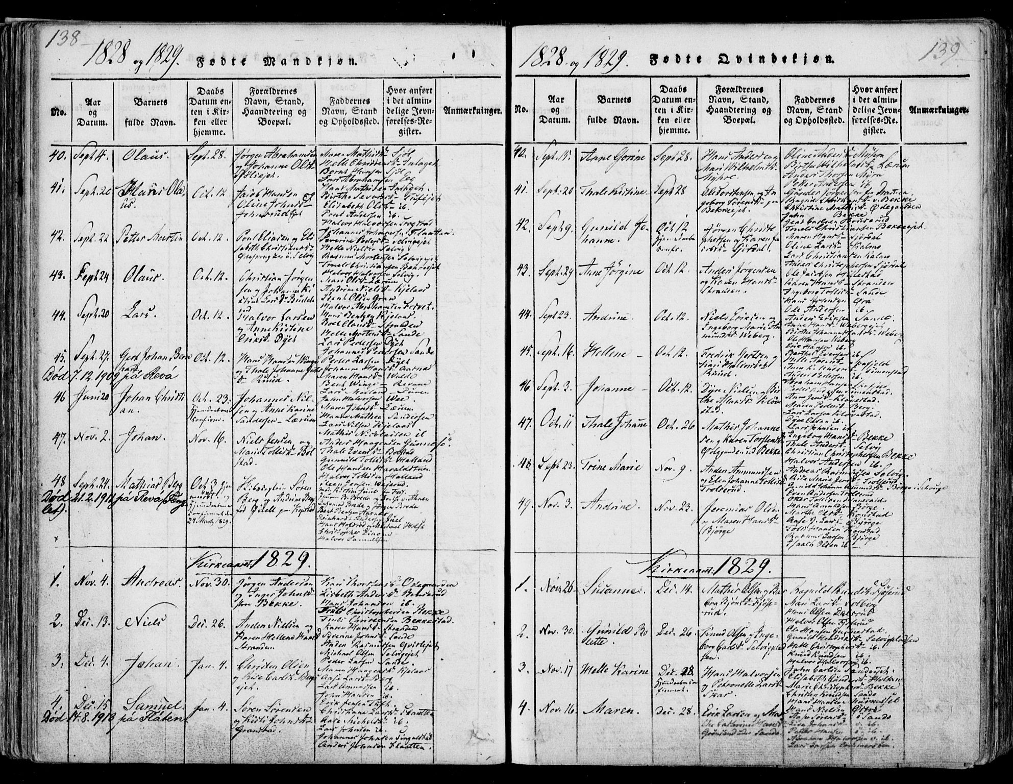 Sande Kirkebøker, SAKO/A-53/F/Fa/L0003: Parish register (official) no. 3, 1814-1847, p. 138-139