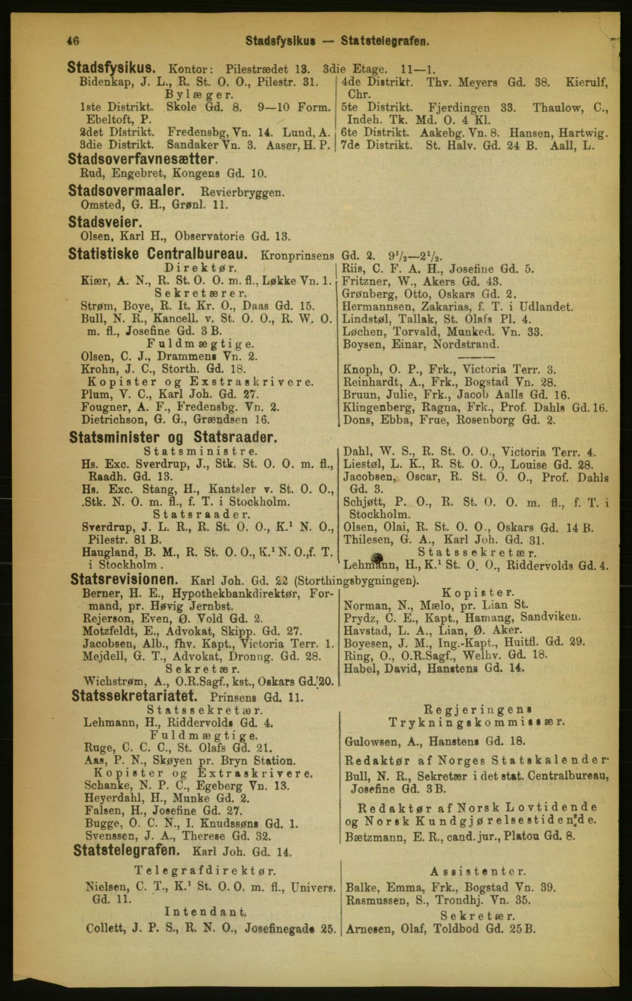 Kristiania/Oslo adressebok, PUBL/-, 1889, p. 46