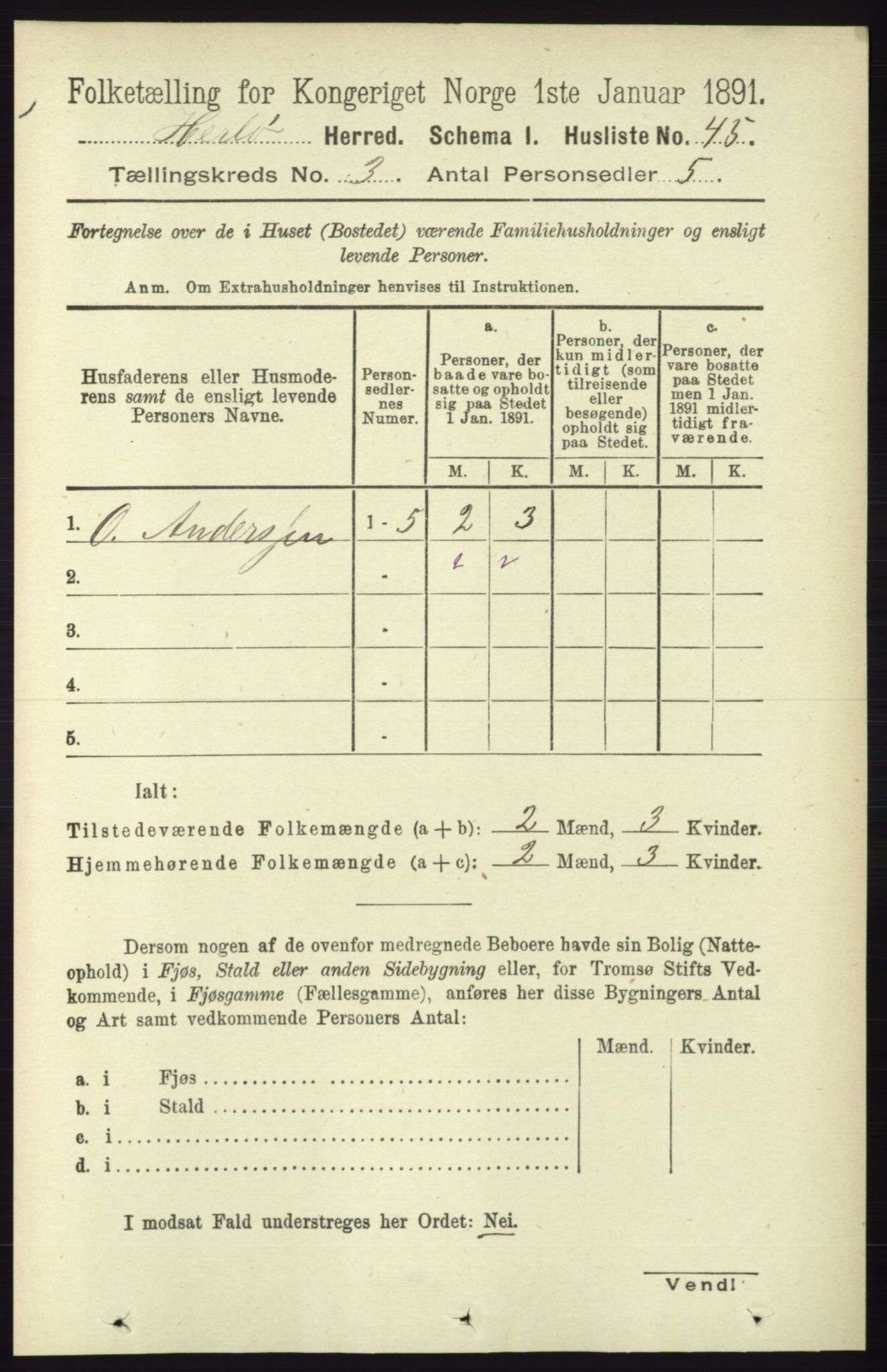 RA, 1891 census for 1258 Herdla, 1891, p. 1063