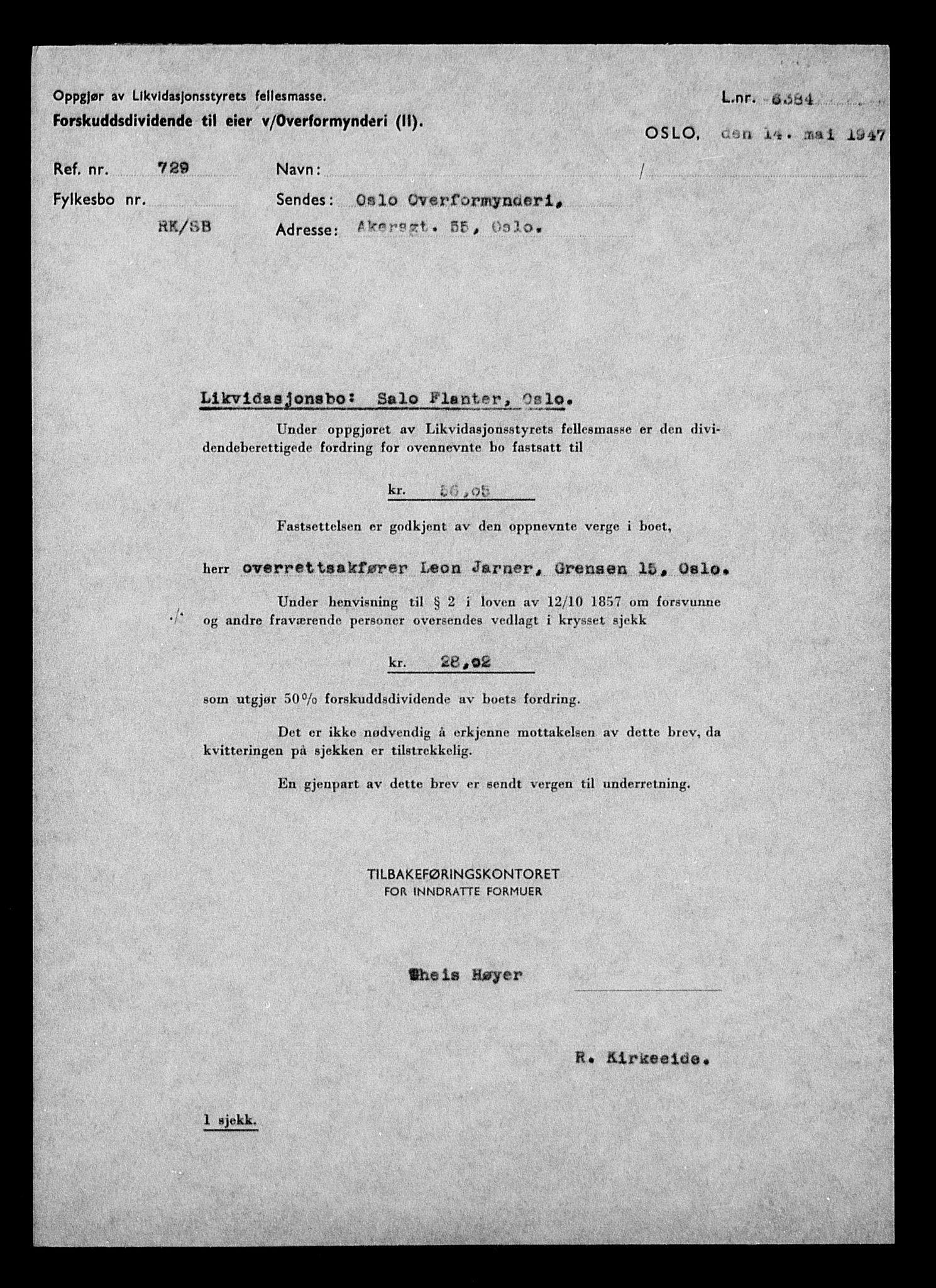 Justisdepartementet, Tilbakeføringskontoret for inndratte formuer, RA/S-1564/H/Hc/Hcc/L0935: --, 1945-1947, p. 592