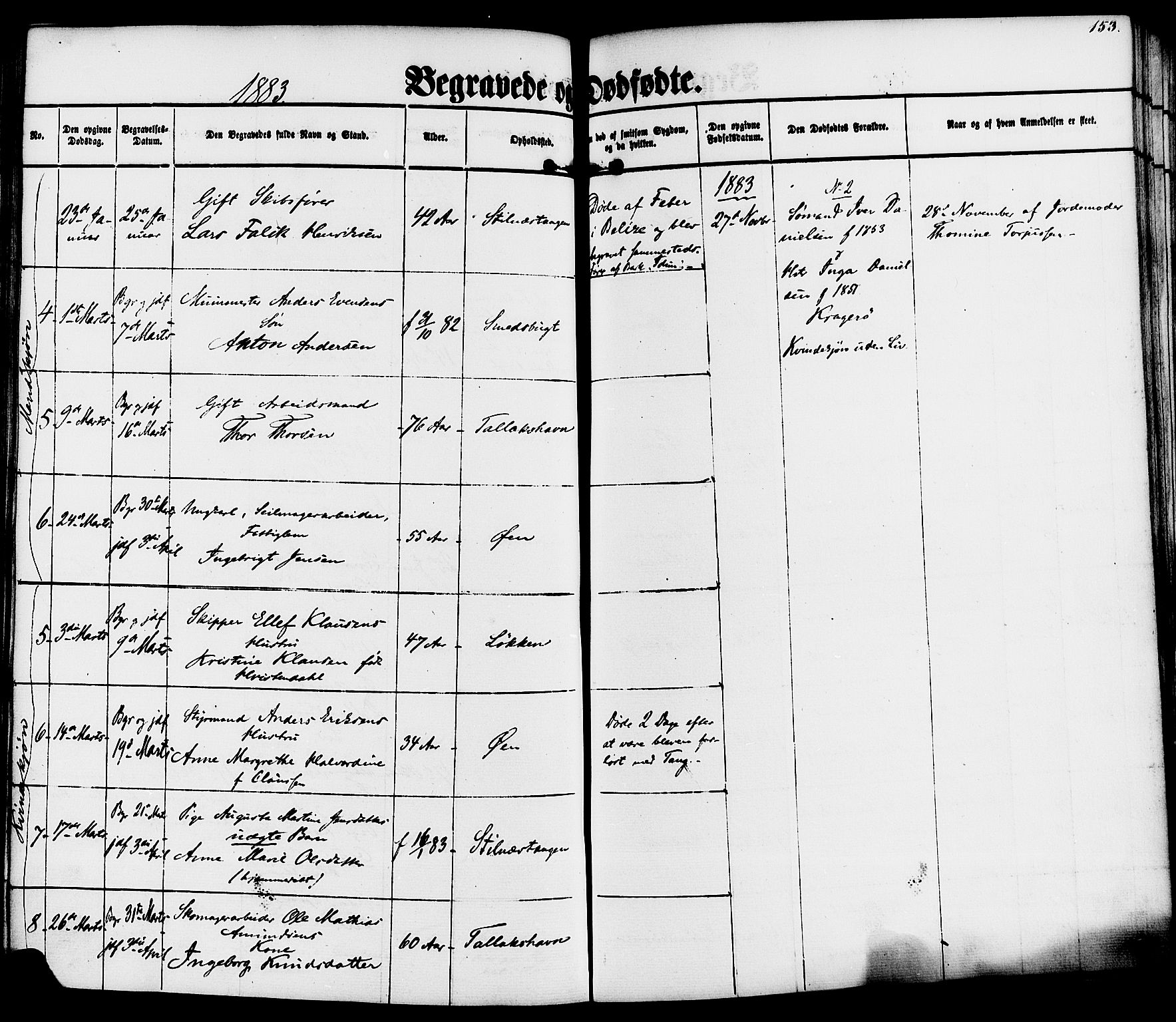 Kragerø kirkebøker, SAKO/A-278/F/Fa/L0010: Parish register (official) no. 10, 1861-1885, p. 153