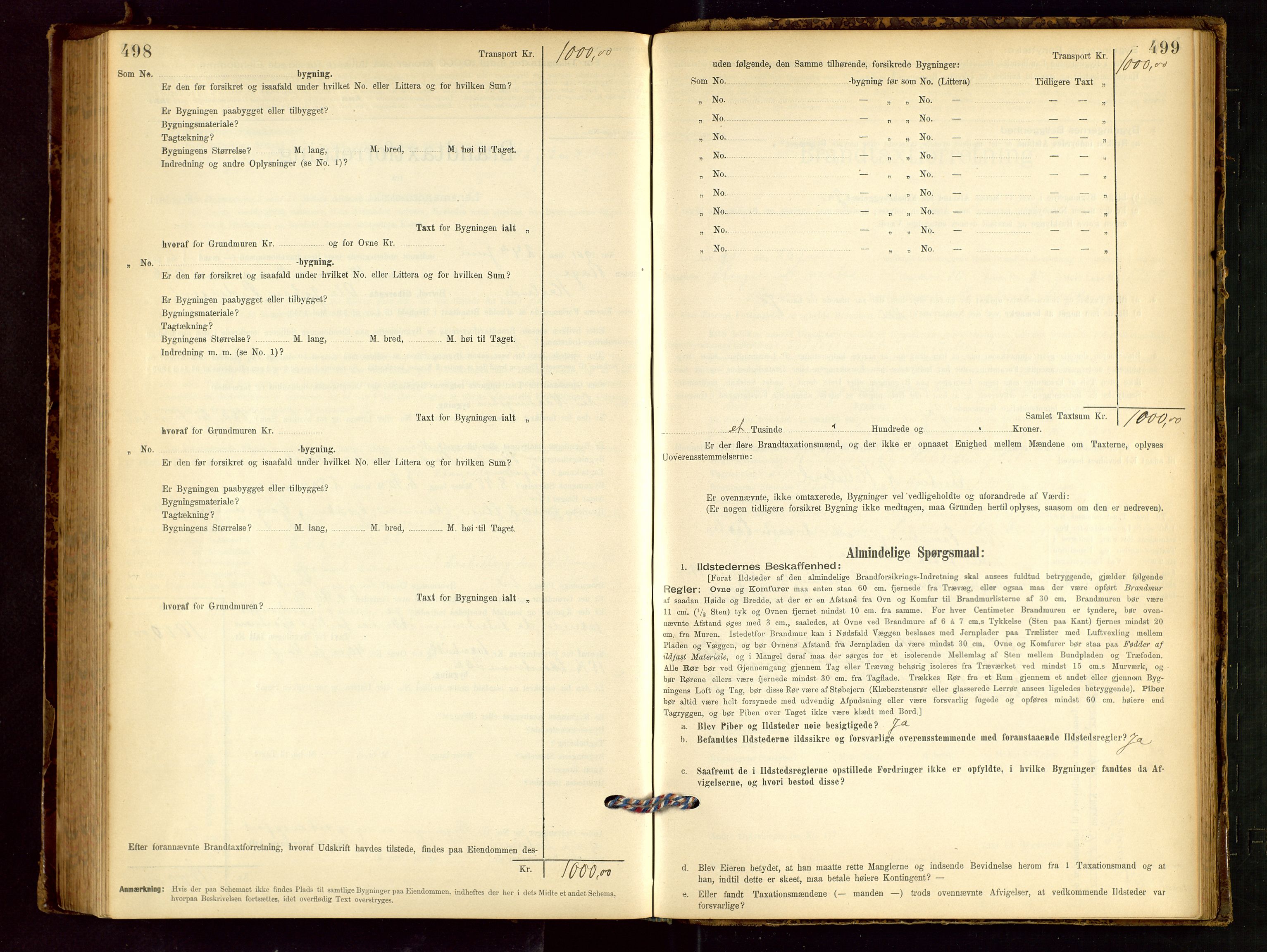 Håland lensmannskontor, AV/SAST-A-100100/Gob/L0001: Branntakstprotokoll - skjematakst. Register i boken., 1894-1902, p. 498-499