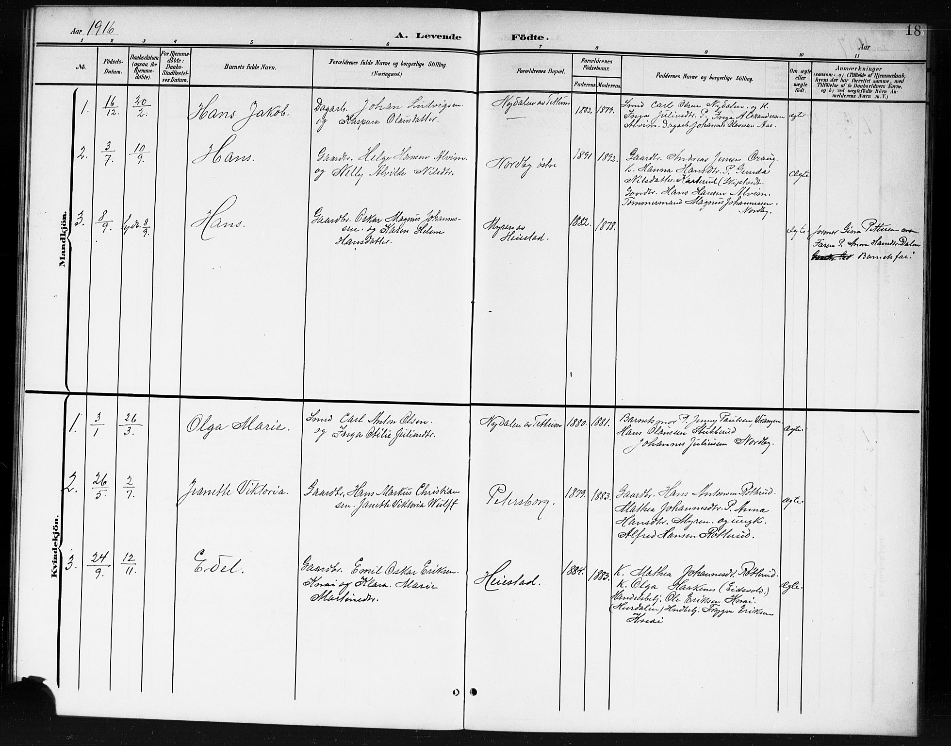 Spydeberg prestekontor Kirkebøker, AV/SAO-A-10924/G/Gc/L0001: Parish register (copy) no. III 1, 1901-1917, p. 18