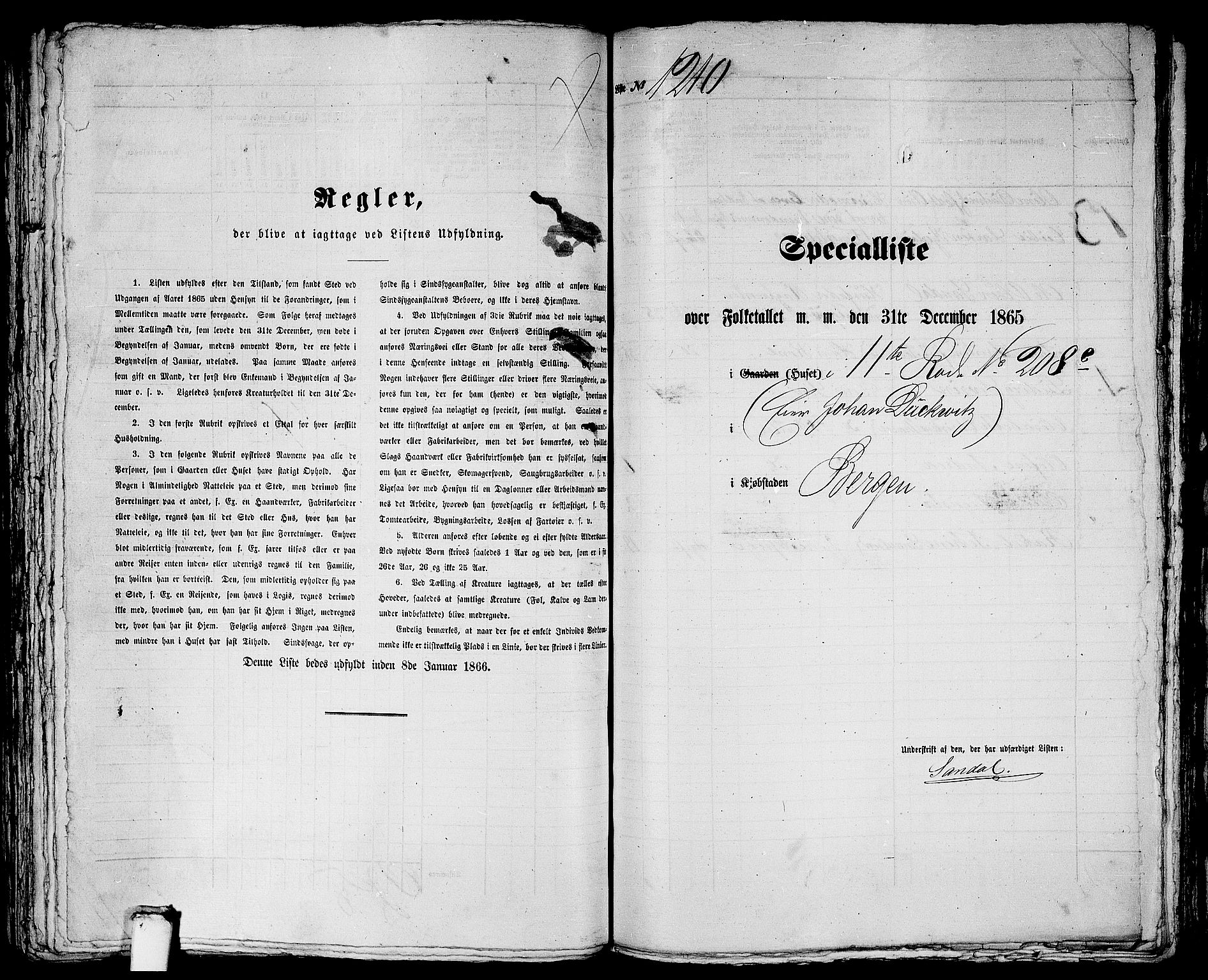 RA, 1865 census for Bergen, 1865, p. 2478