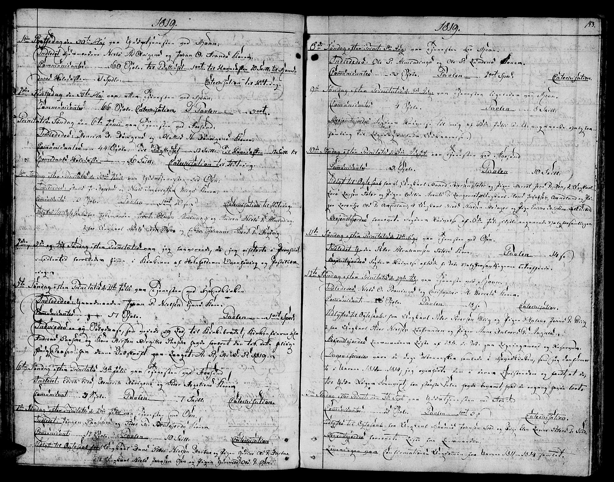 Ministerialprotokoller, klokkerbøker og fødselsregistre - Sør-Trøndelag, SAT/A-1456/657/L0701: Parish register (official) no. 657A02, 1802-1831, p. 153