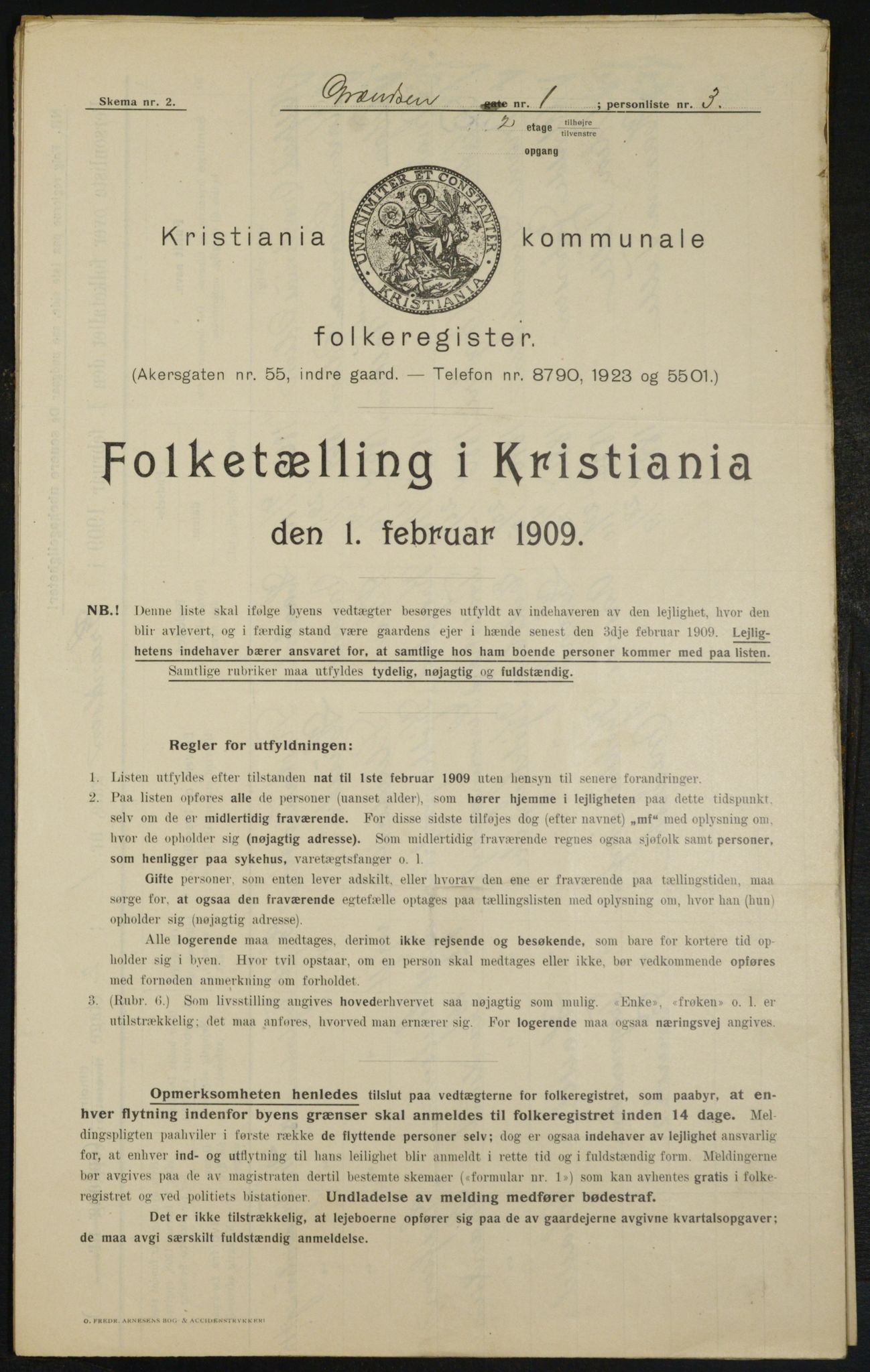 OBA, Municipal Census 1909 for Kristiania, 1909, p. 26956