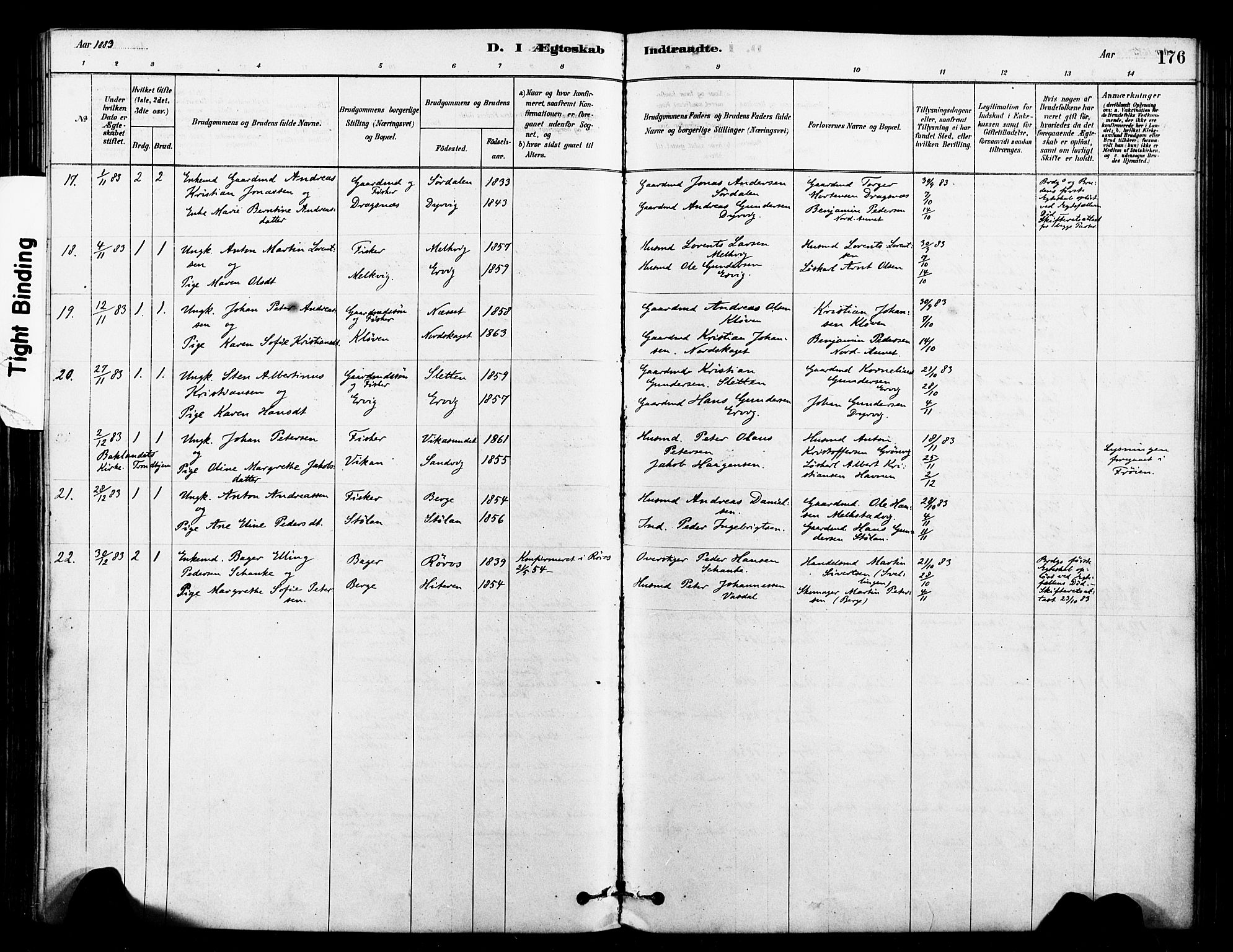 Ministerialprotokoller, klokkerbøker og fødselsregistre - Sør-Trøndelag, AV/SAT-A-1456/640/L0578: Parish register (official) no. 640A03, 1879-1889, p. 176