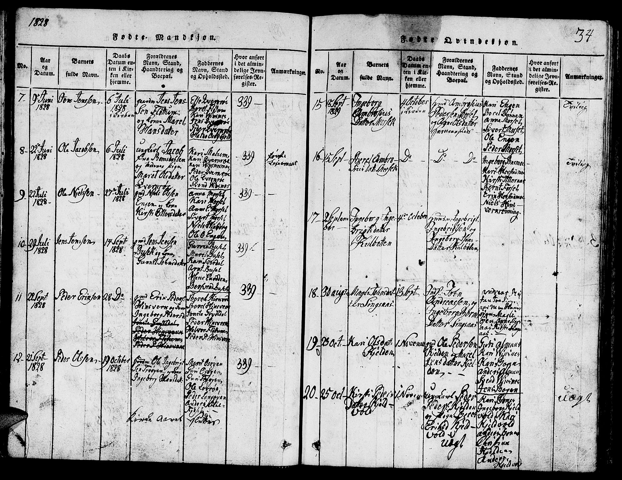 Ministerialprotokoller, klokkerbøker og fødselsregistre - Sør-Trøndelag, SAT/A-1456/688/L1026: Parish register (copy) no. 688C01, 1817-1860, p. 34