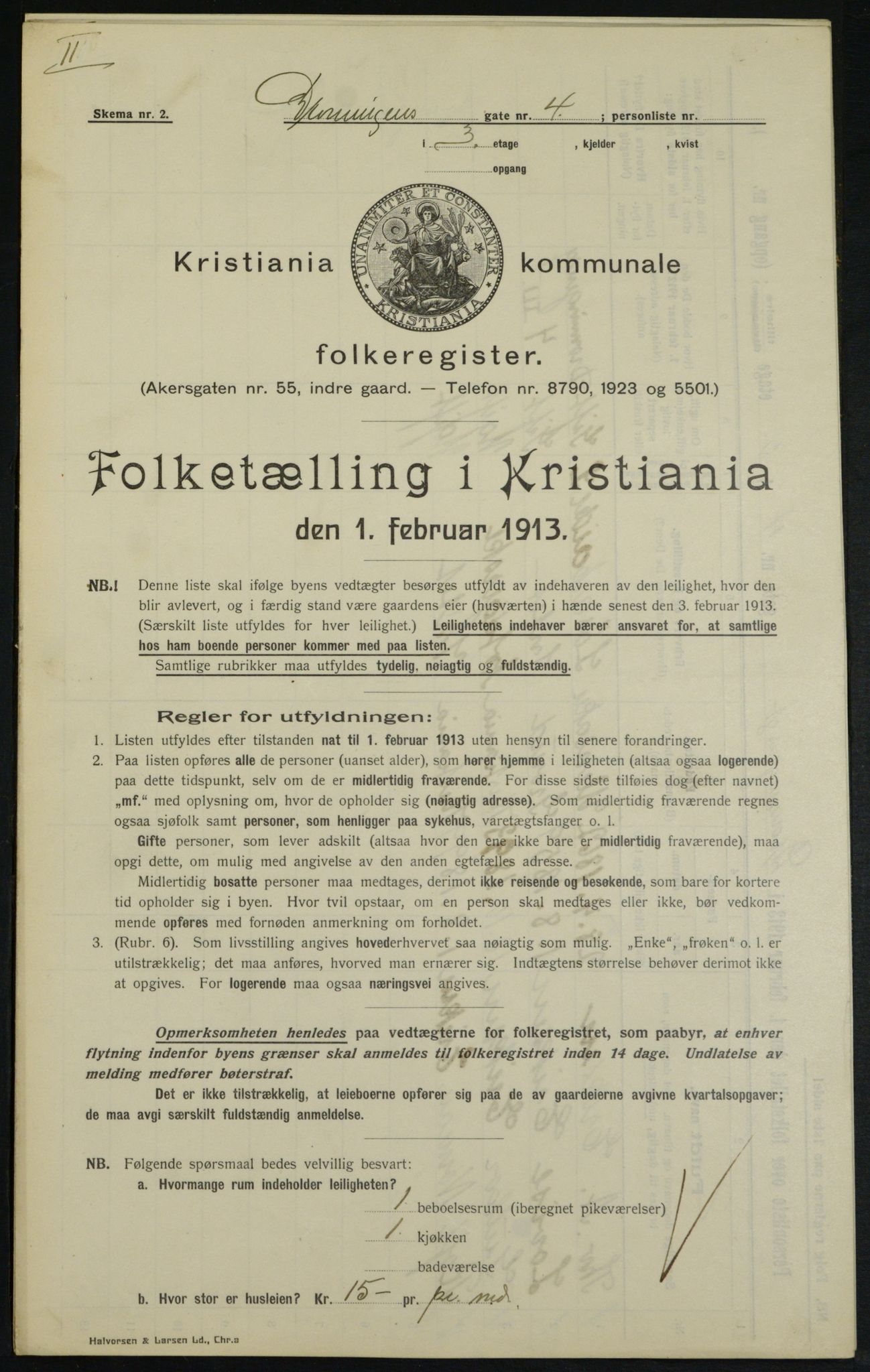 OBA, Municipal Census 1913 for Kristiania, 1913, p. 17300