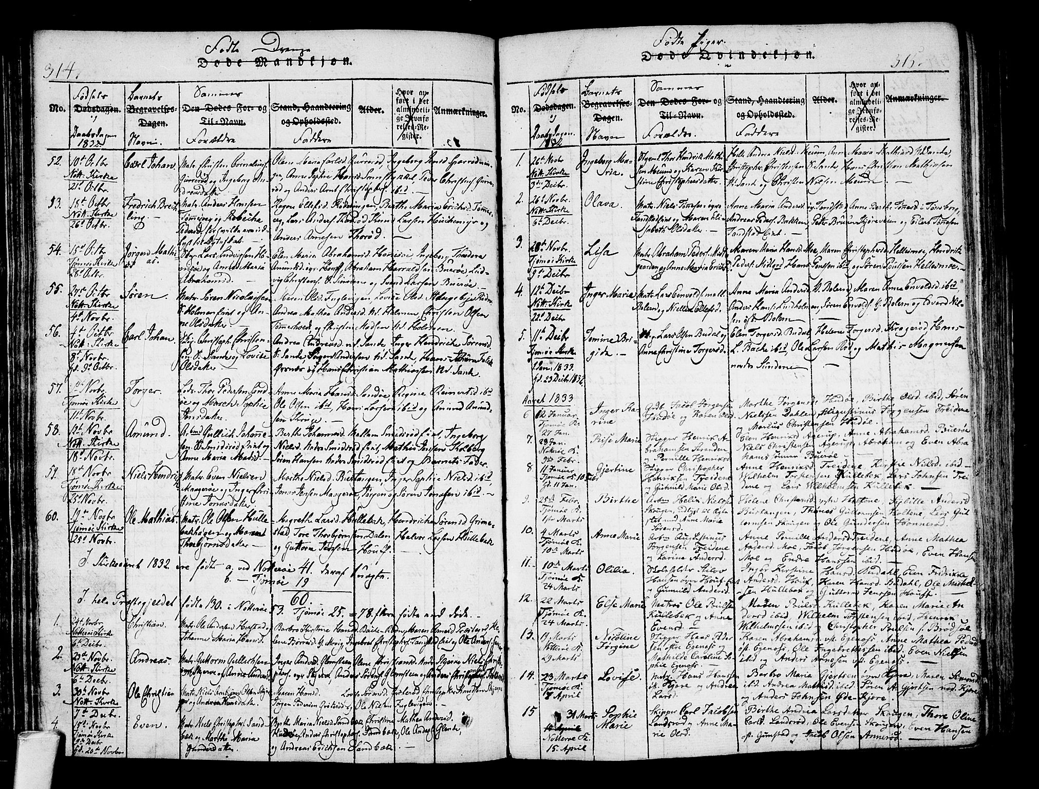 Nøtterøy kirkebøker, SAKO/A-354/F/Fa/L0004: Parish register (official) no. I 4, 1814-1838, p. 314-315