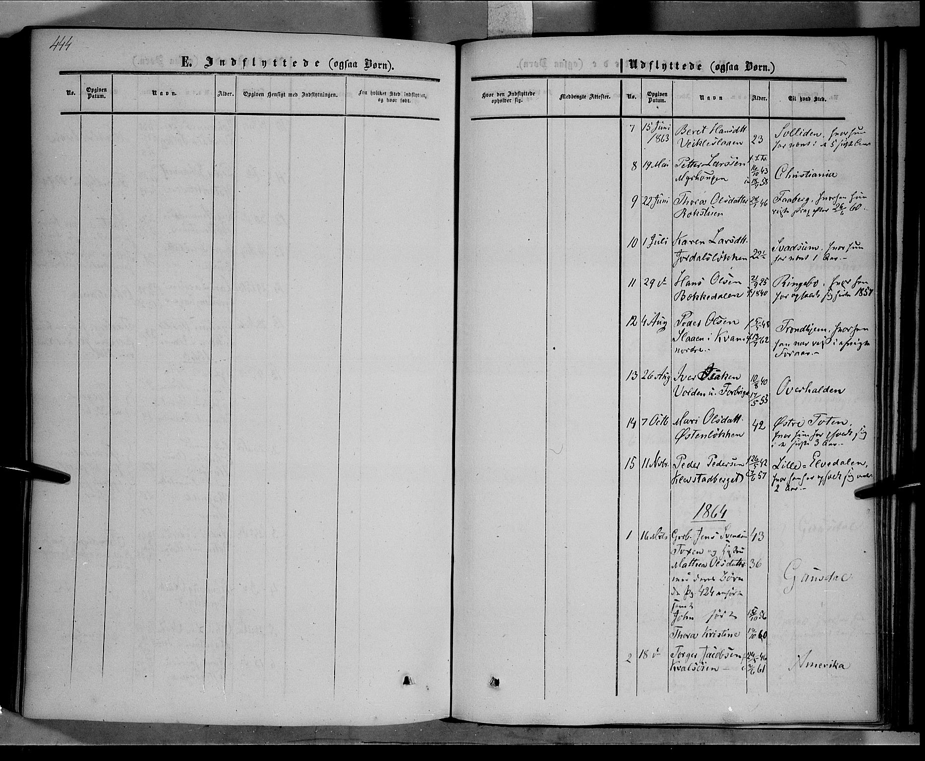 Nord-Fron prestekontor, SAH/PREST-080/H/Ha/Haa/L0001: Parish register (official) no. 1, 1851-1864, p. 444